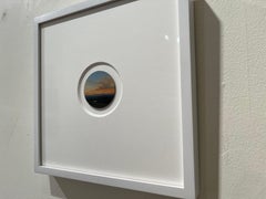Sunset, Miniature Realist Landscape Tondo, 2.5" Diameter, 11x11" Framed