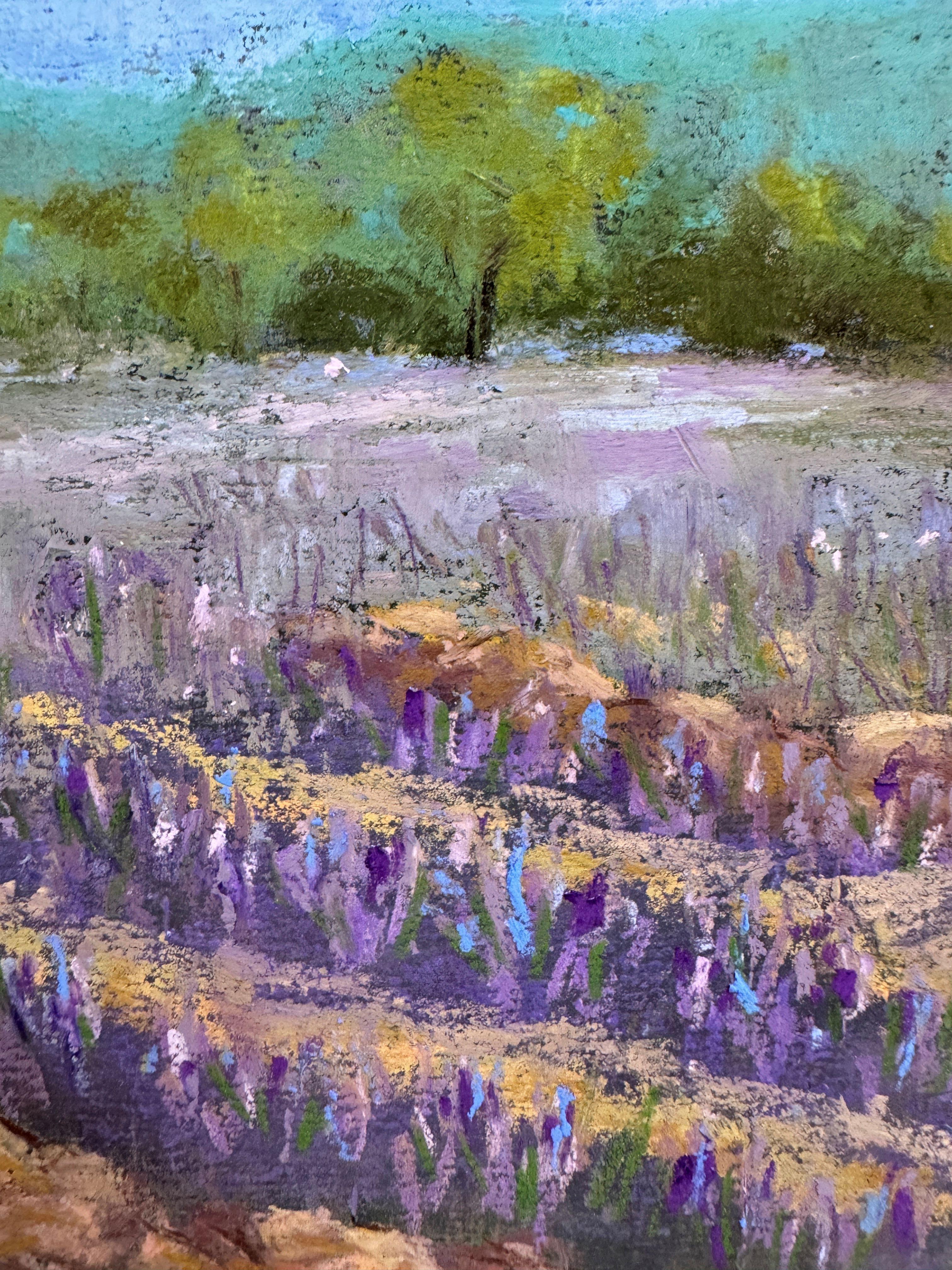 Un po' di lavanda - Pittura impressionista a pastello su un campo di lavanda - Painting di Dina Gardner