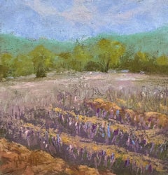 A Little Lavender - Impressionistisches Lavendel-Gemälde mit lavendelfarbenem Feldpastell