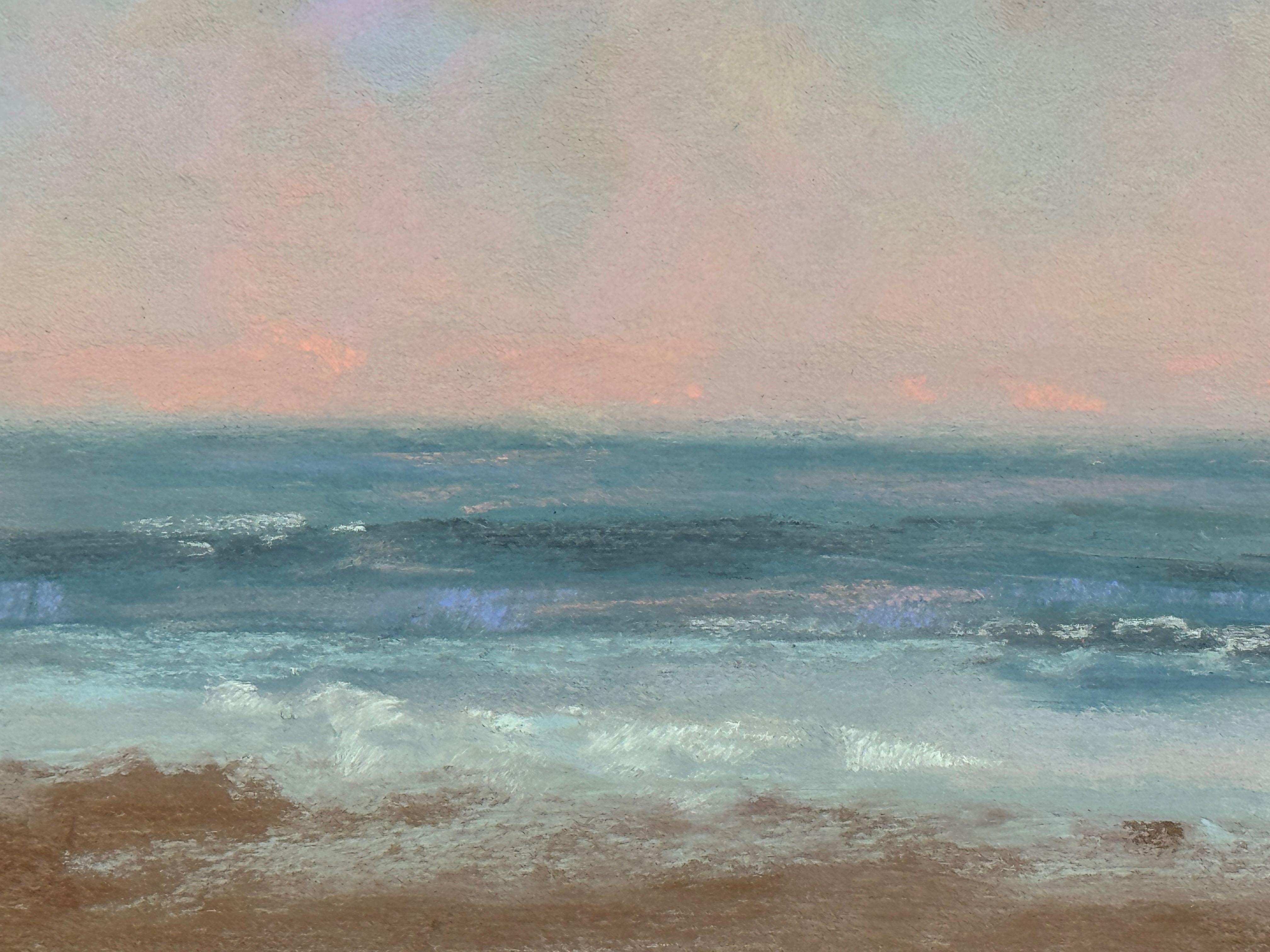 Une chaude matinée de printemps - Peinture au pastel d'un lever de soleil sur l'océan - Impressionnisme Painting par Dina Gardner