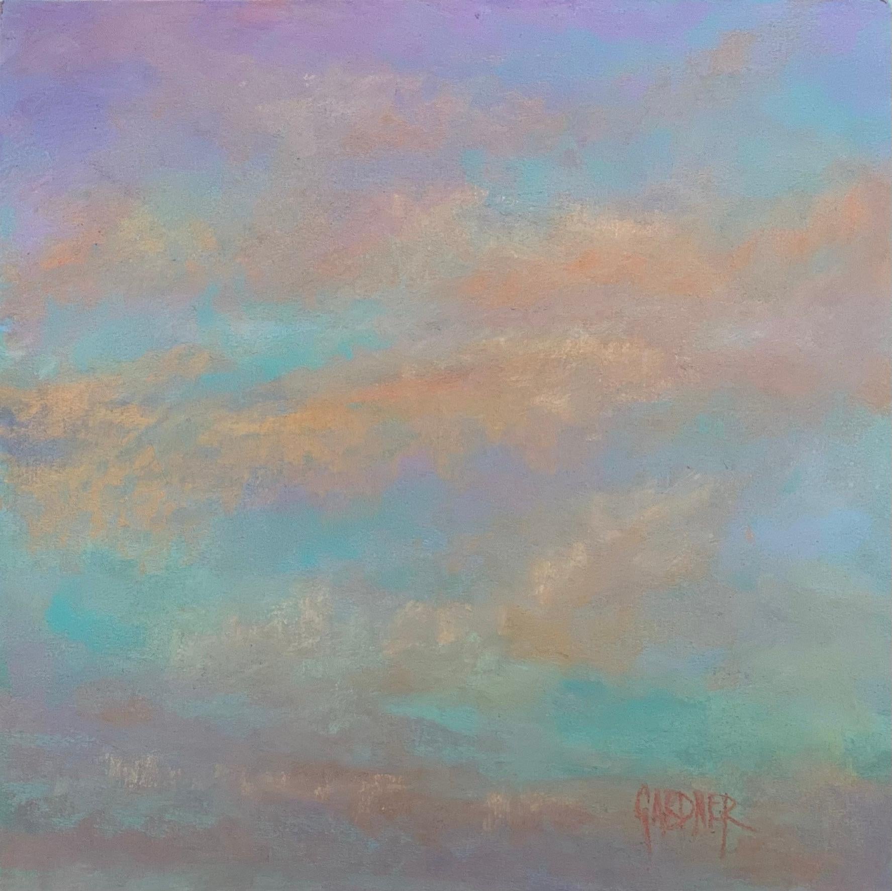 Dina Gardner Landscape Painting - As Morning Awakes, Original Impressionist Skyscape Pastel Painting on Board
