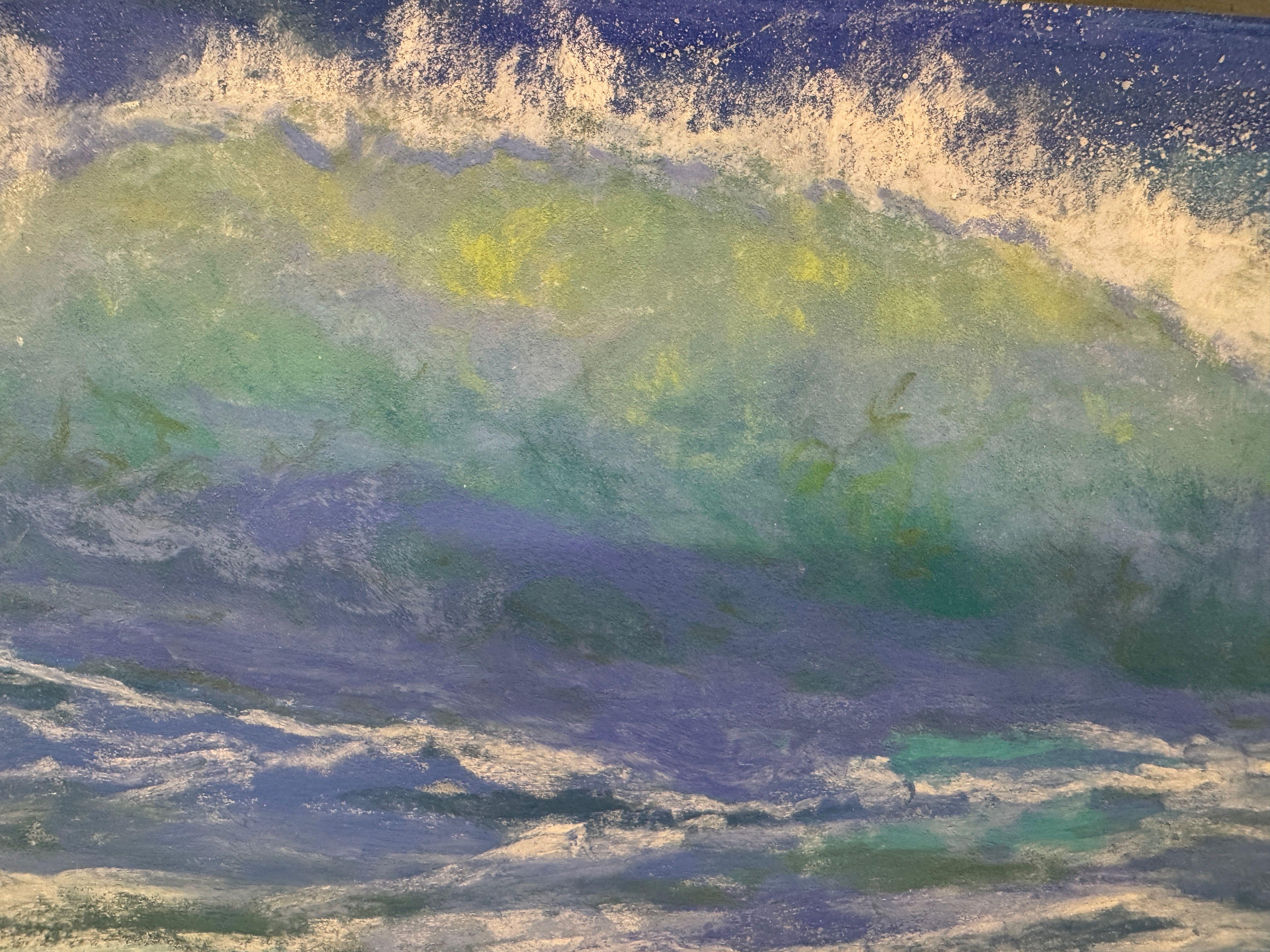Belle of the Ball - Pastel Impressionist Wave Painting - Gray Landscape Painting by Dina Gardner