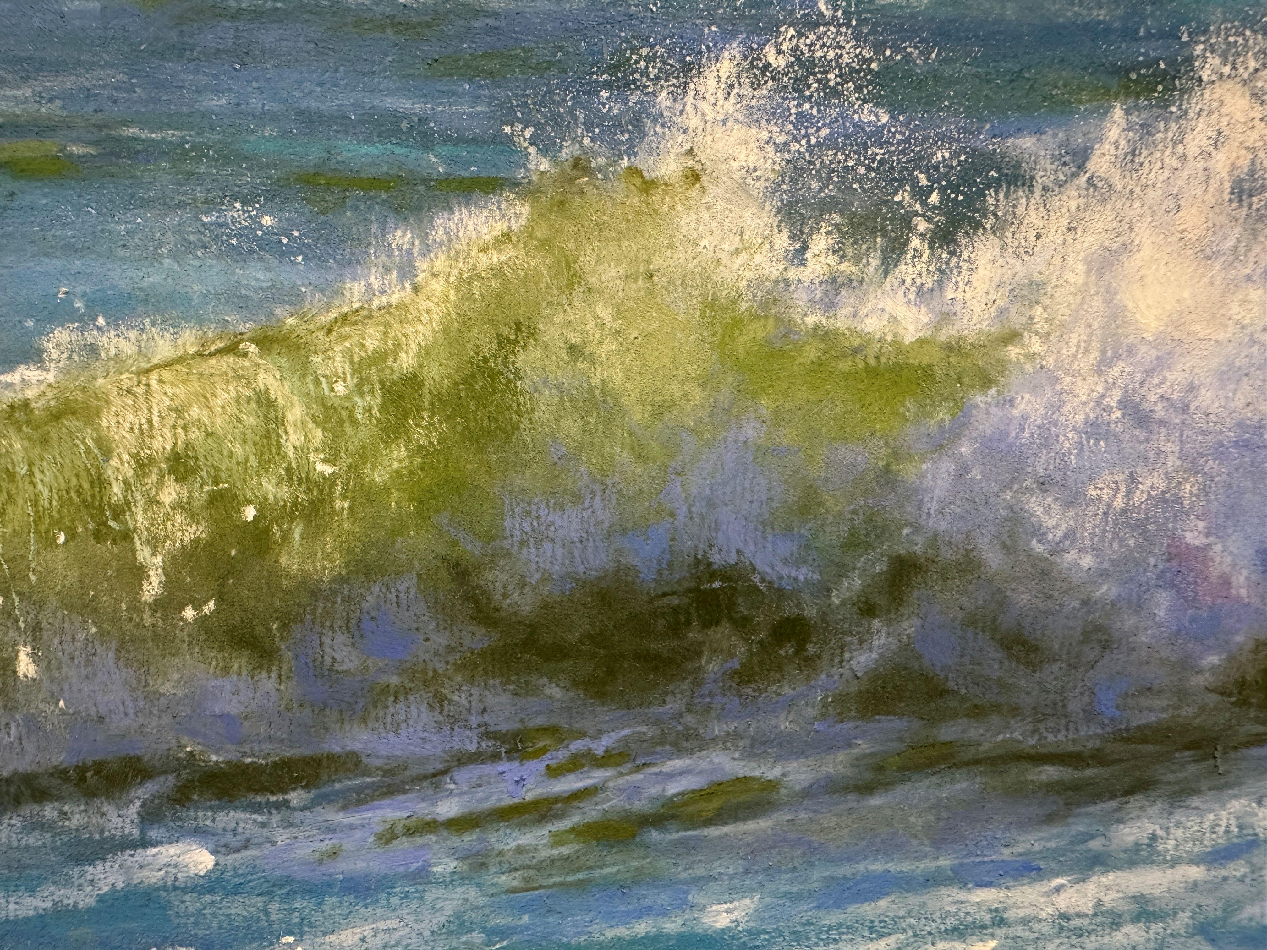 Carte Blanche - Pastel Impressionist Wave Painting - Gray Landscape Painting by Dina Gardner
