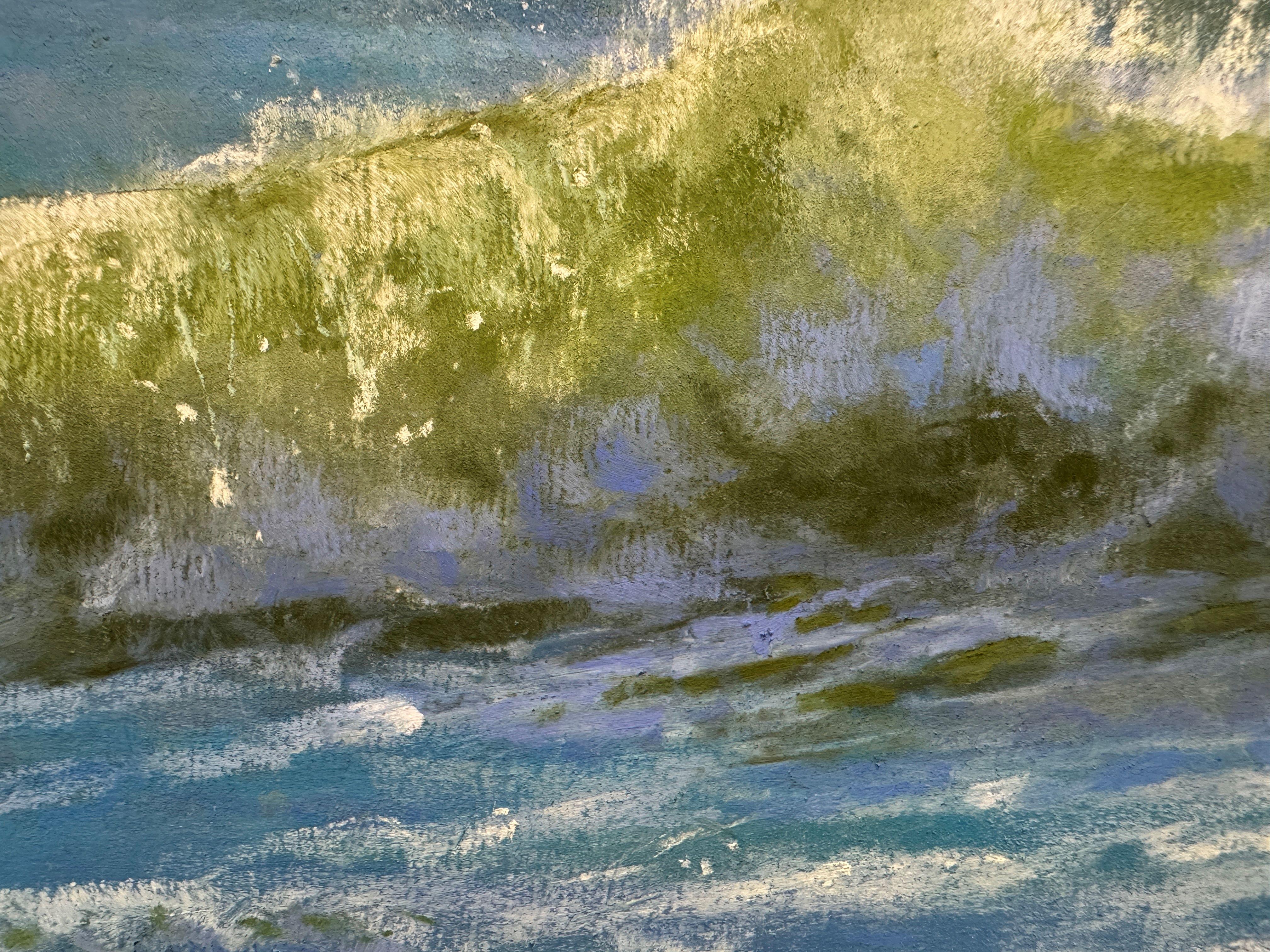 Carte Blanche - Pastel Impressionist Wave Painting For Sale 1