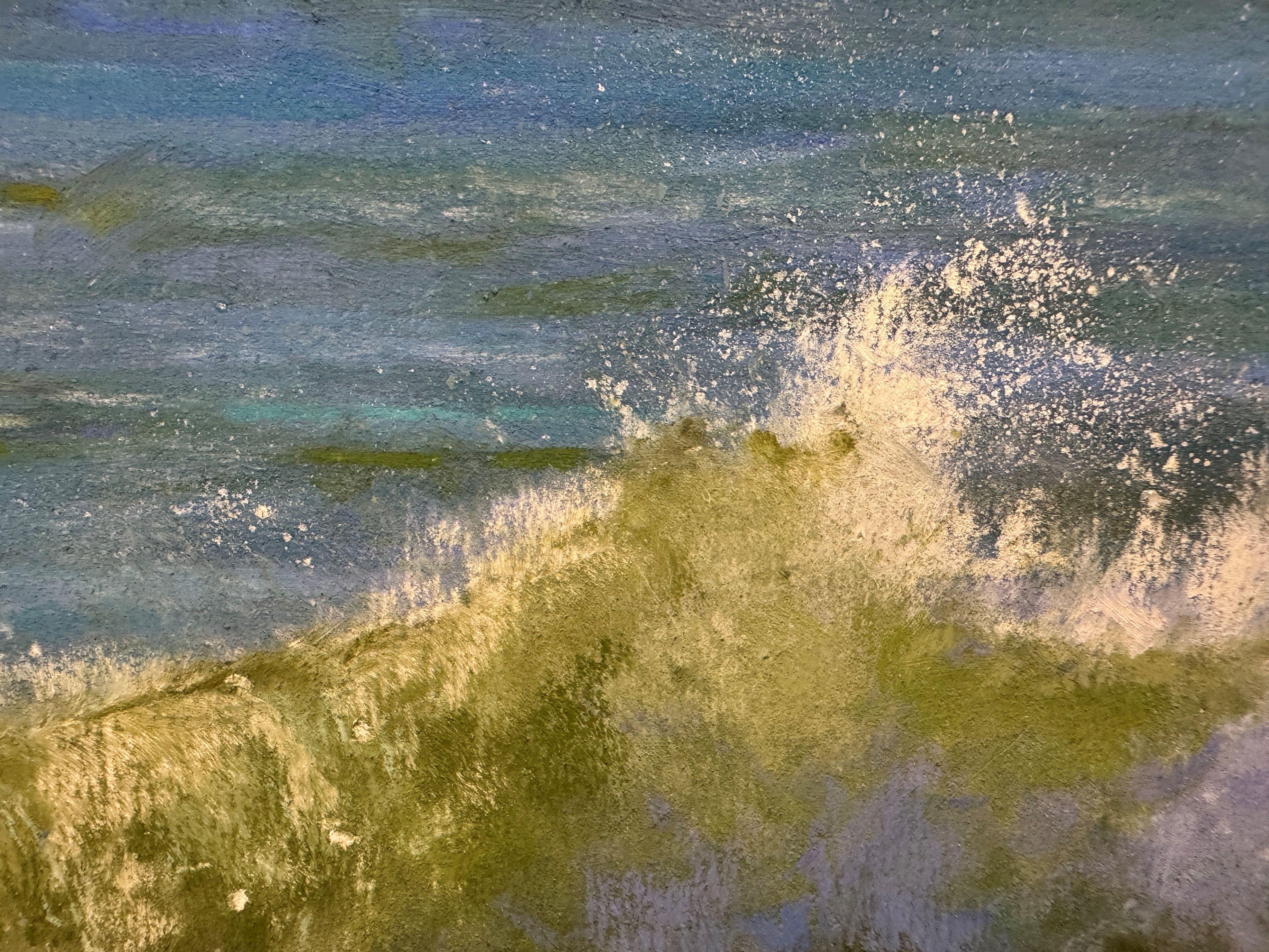 Carte Blanche - Pastel Impressionist Wave Painting For Sale 2