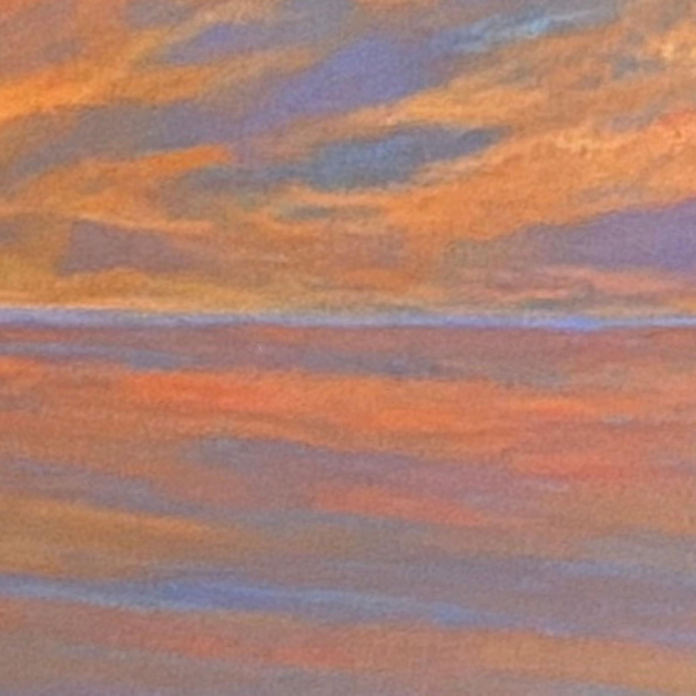 Chasing Ghosts, peinture originale d'un coucher de soleil au pastel sur panneau, 2021 - Painting de Dina Gardner