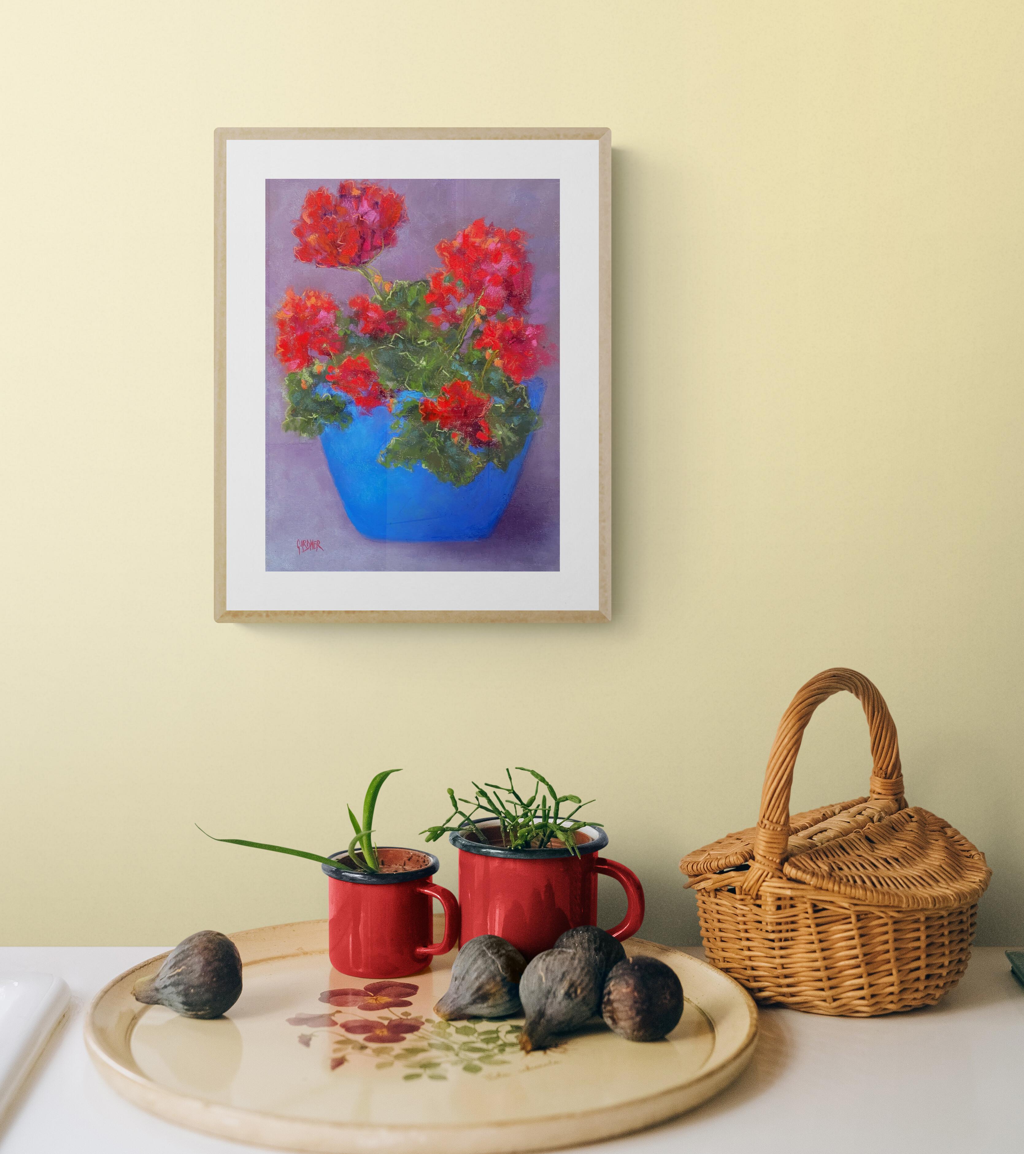 Cherry Red, Original Signed Impressionist Floral Still Life Pastel Painting 3