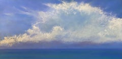 Cloud Nine, peinture originale de paysage marin au pastel sur carton, 2021