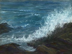Crashing Like Icarus, Original Impressionist Seascape Pastel Painting on Board