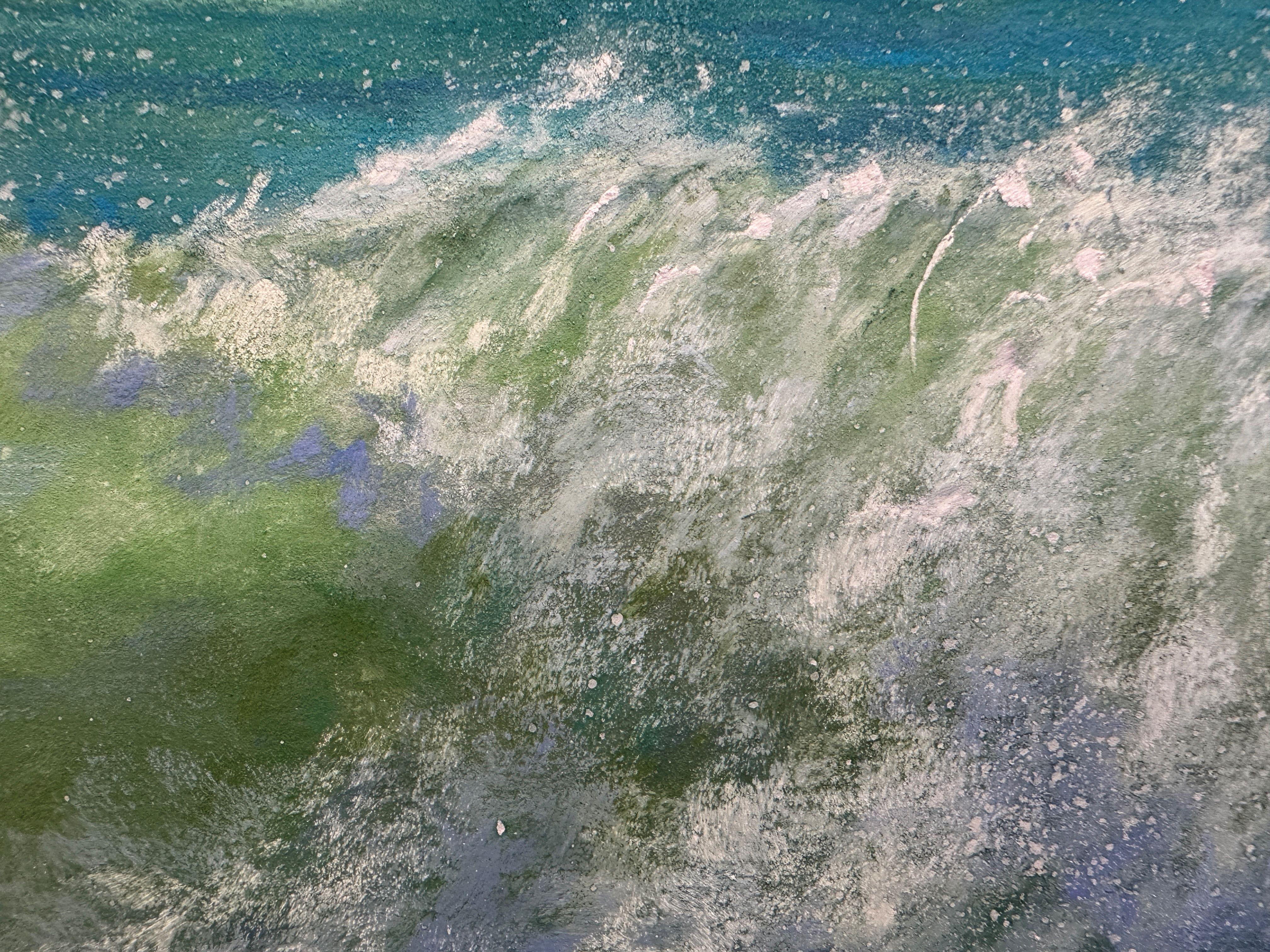 Crescendo - Peinture impressionniste au pastel - Bleu Landscape Painting par Dina Gardner
