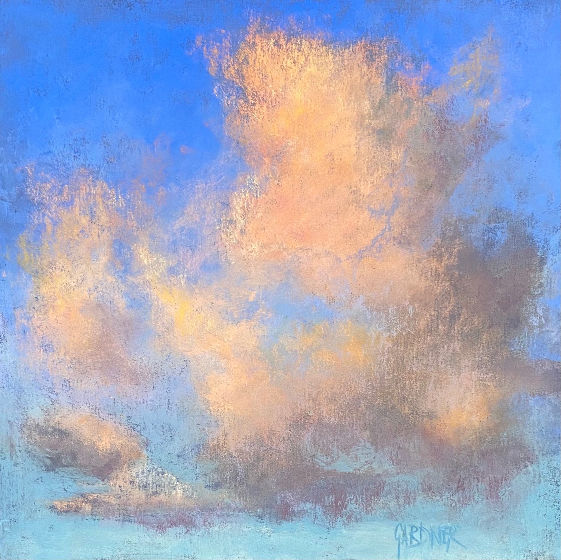 Dina Gardner Landscape Painting - Evening Clouds, Original Sky Painting in Pastel on Board, 2021