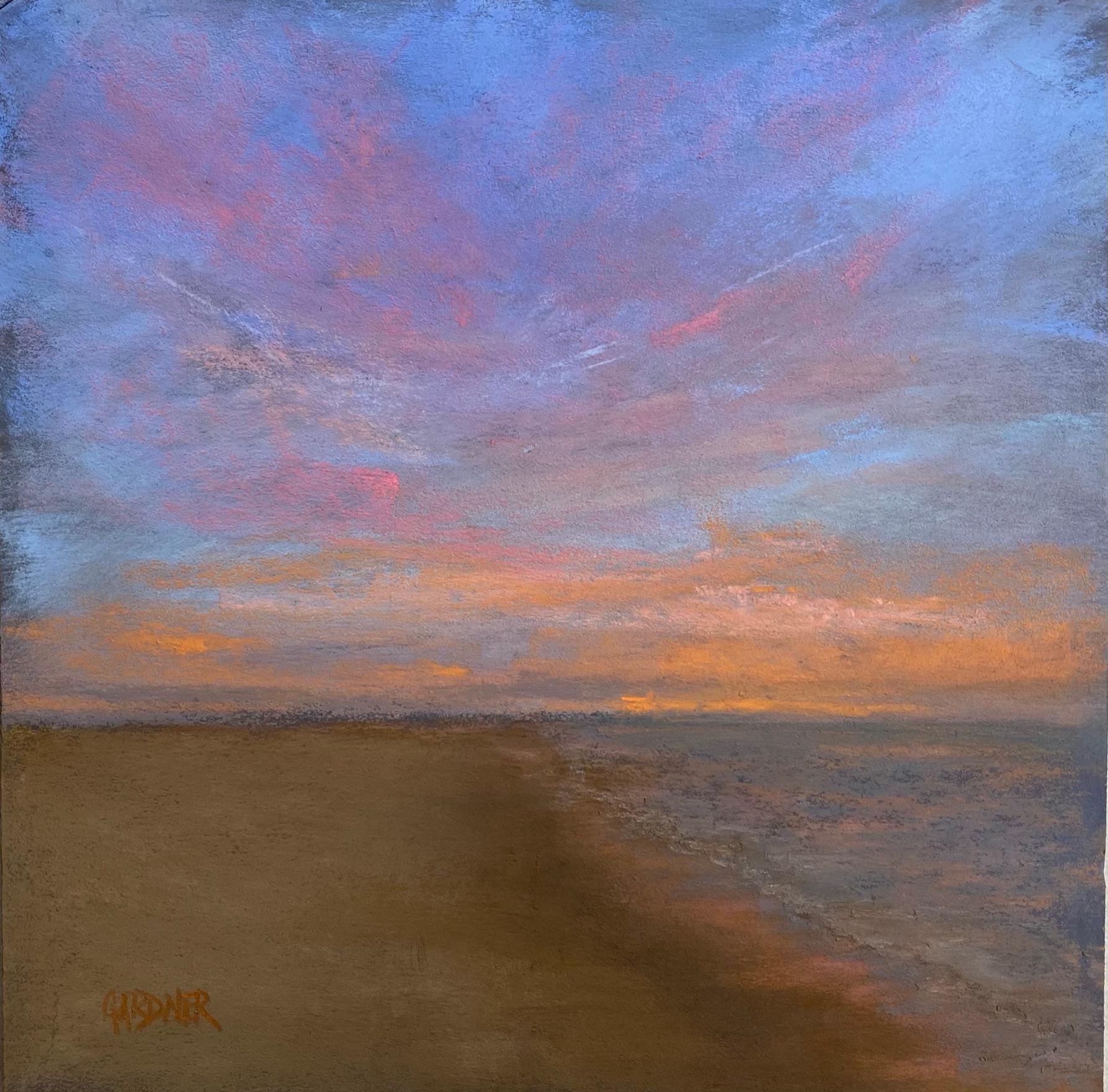 Landscape Painting Dina Gardner - Candy Eye, peinture impressionniste originale de paysage marin au pastel