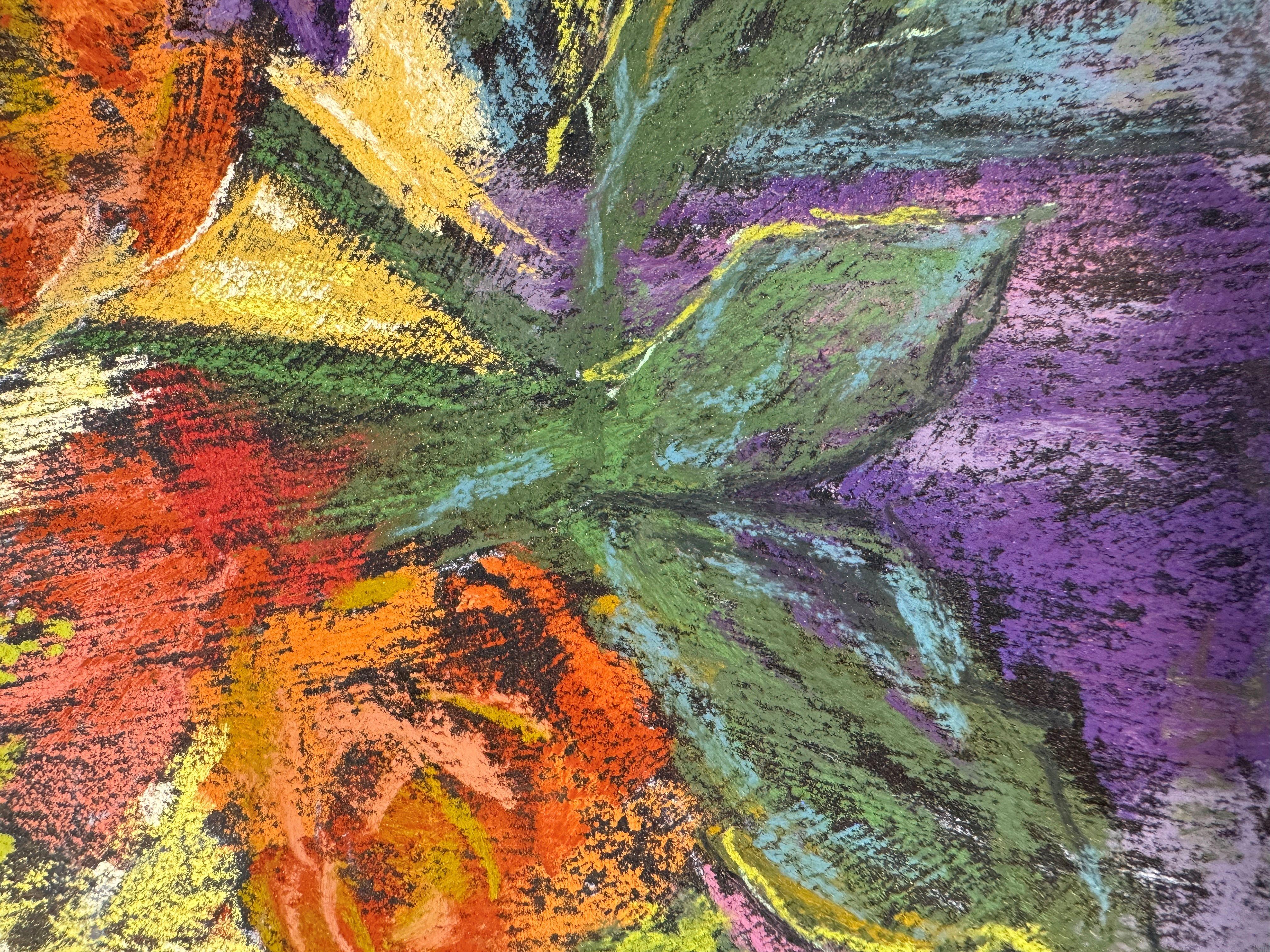 Fall Flowers - Bright Pastel Flower Painting For Sale 2