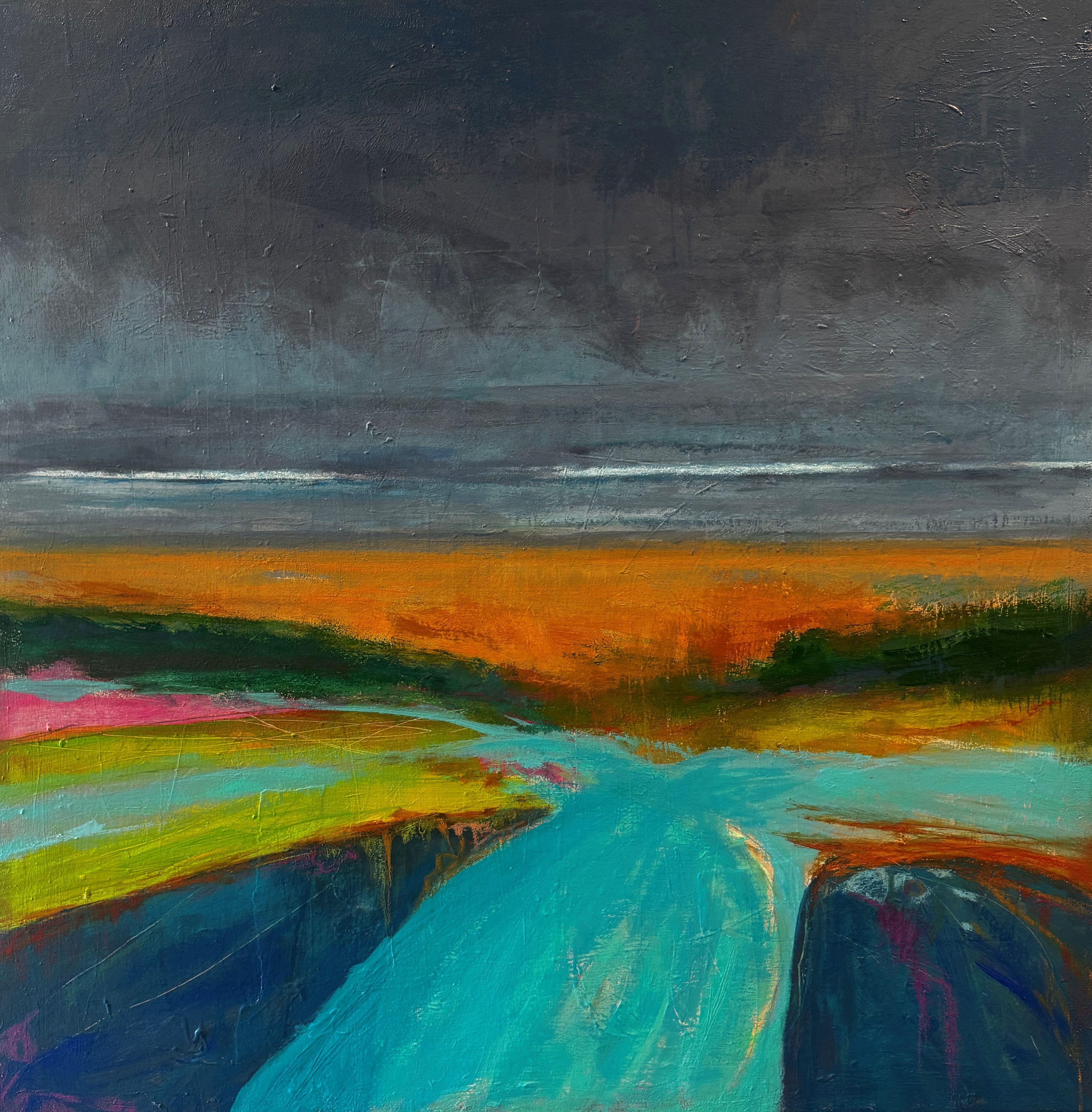 Dina Gardner Landscape Painting - Fare Thee Well - Coastal Abstract Painting