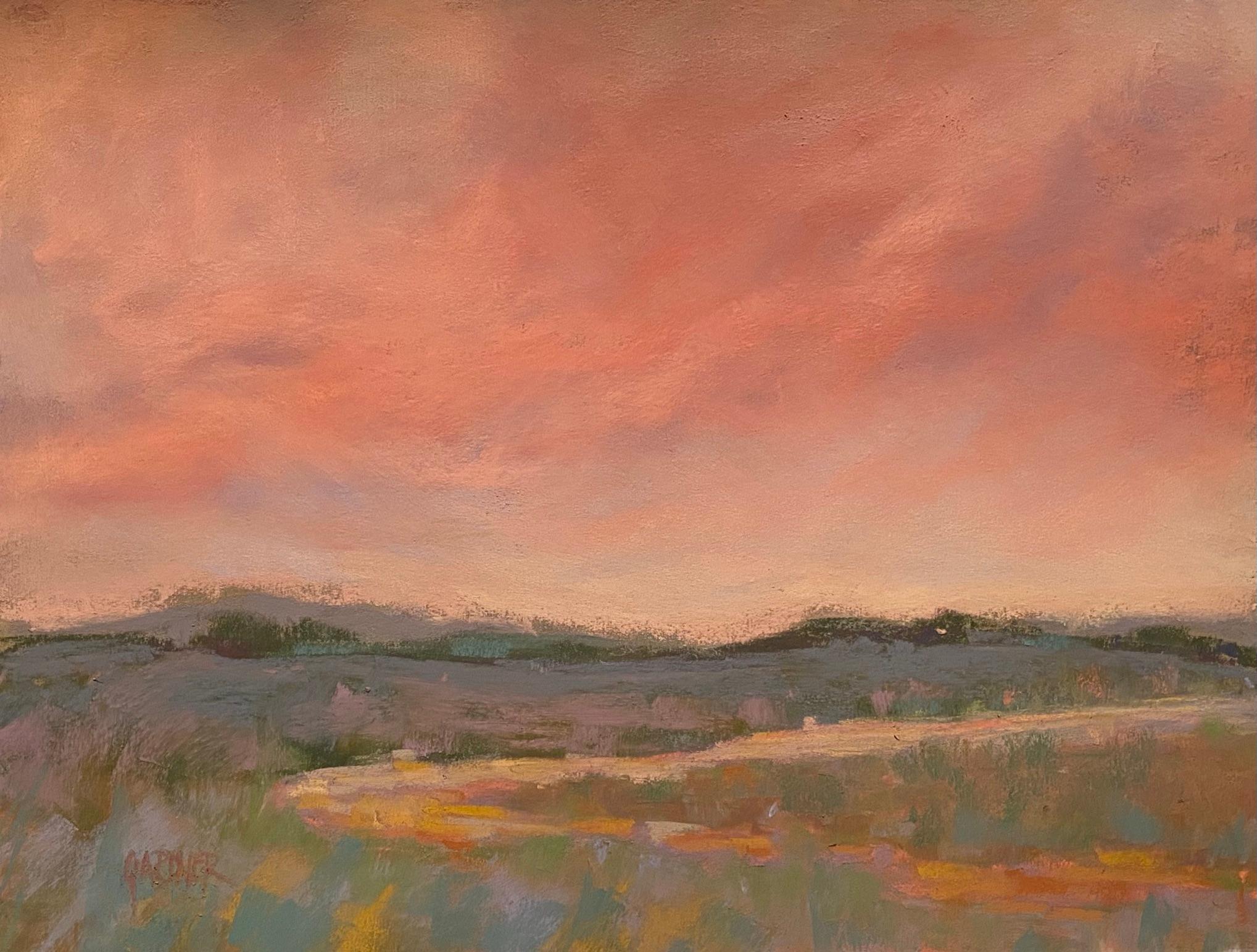 Dina Gardner Landscape Painting - For Gracious Skies, Original Impressionist Landscape Pastel Painting on Board