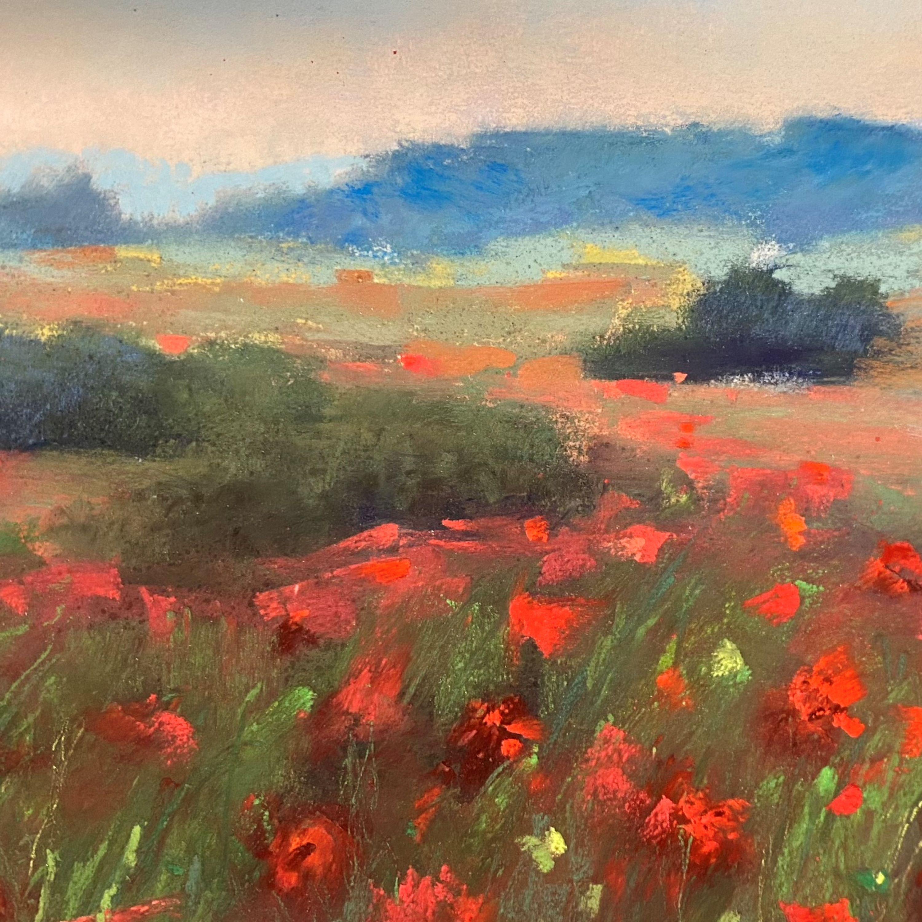Hot Flash - Peinture impressionniste de paysage au pastel - Impressionnisme Painting par Dina Gardner