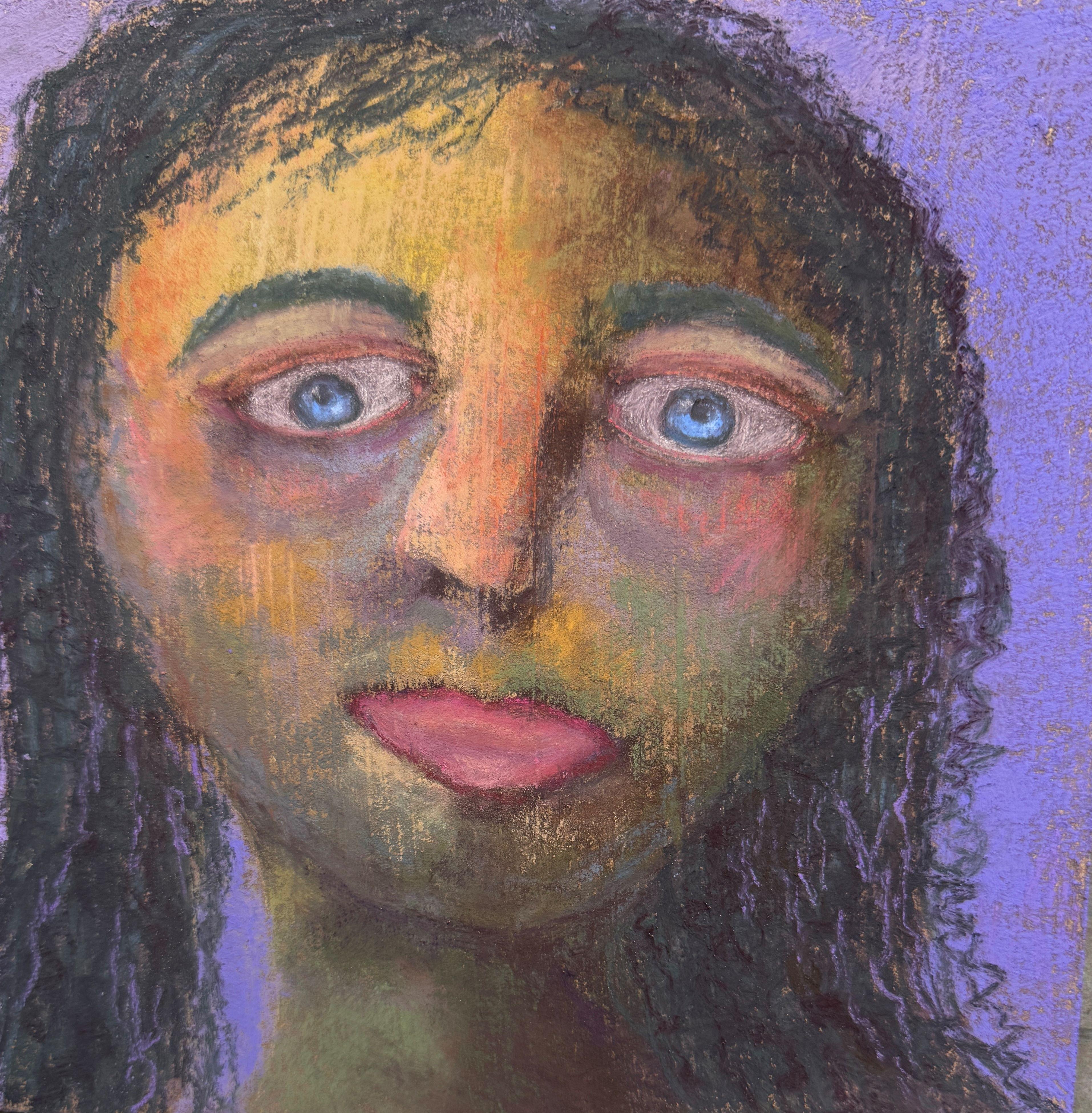 Dina Gardner Portrait Painting – Eisblau - Expressionistisches Mädchenporträt in Pastell