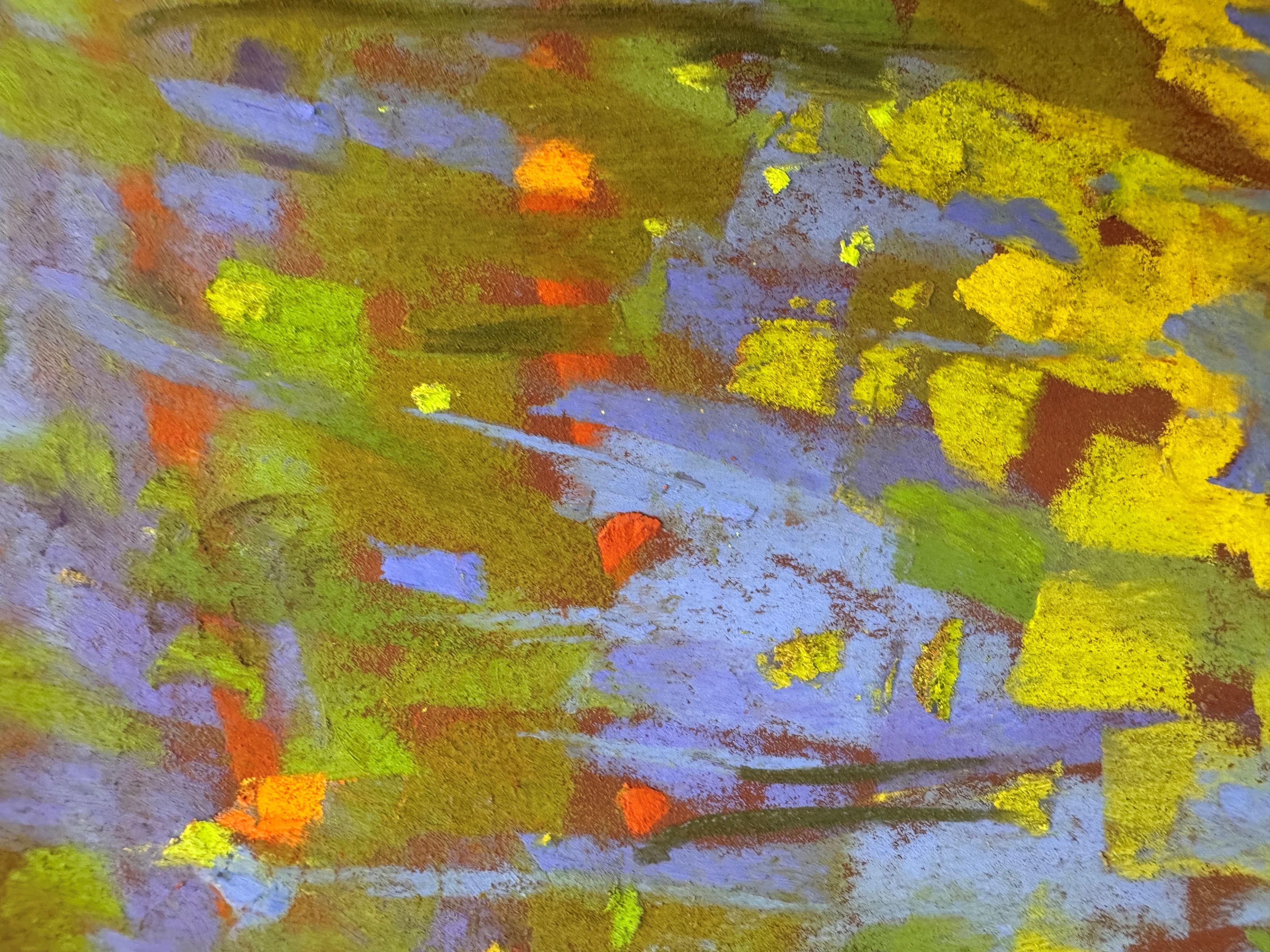 Irish Bells - Impressionist Forest and Flower Pastel Painting - Brown Landscape Painting by Dina Gardner
