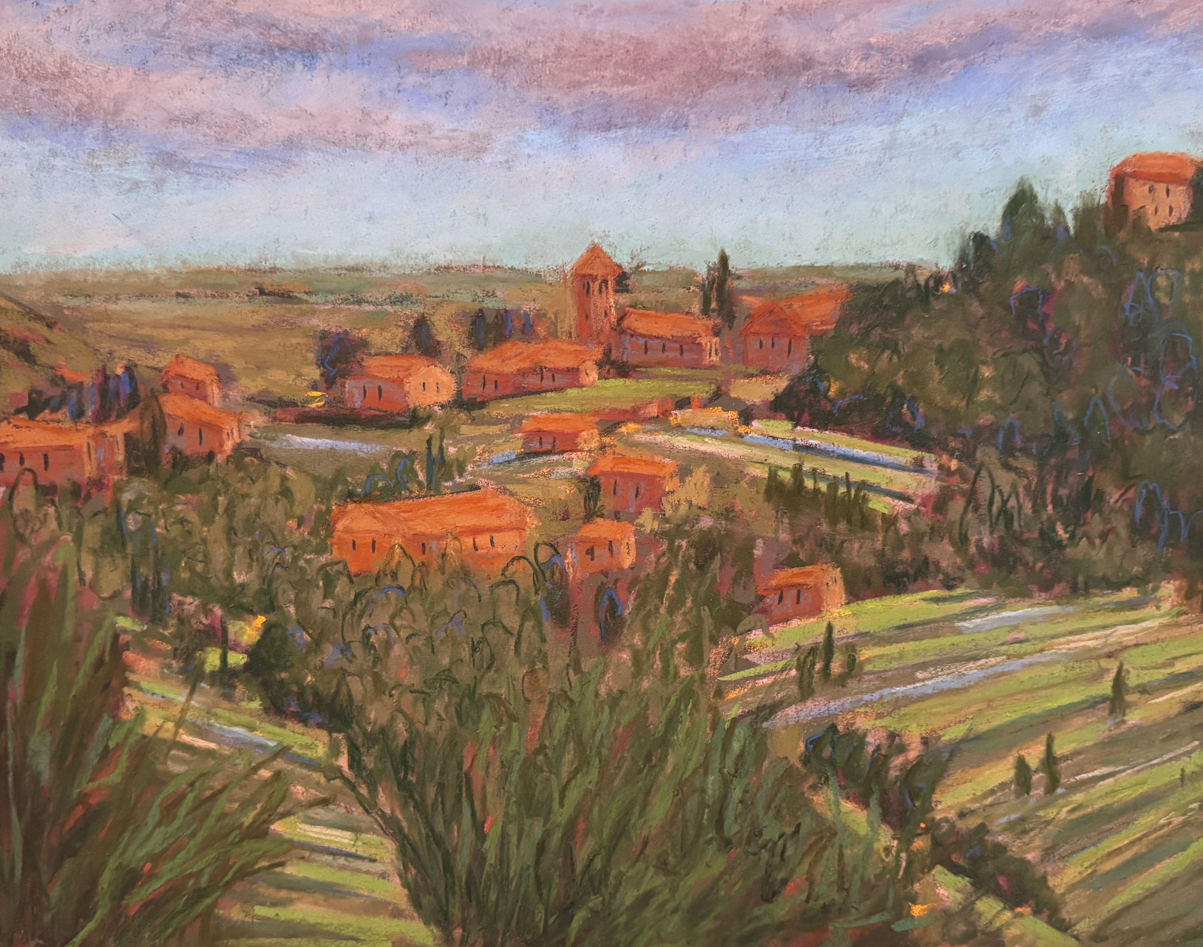 Dina Gardner Landscape Painting – La Dolce Vida - Impressionistische Pastellmalerei