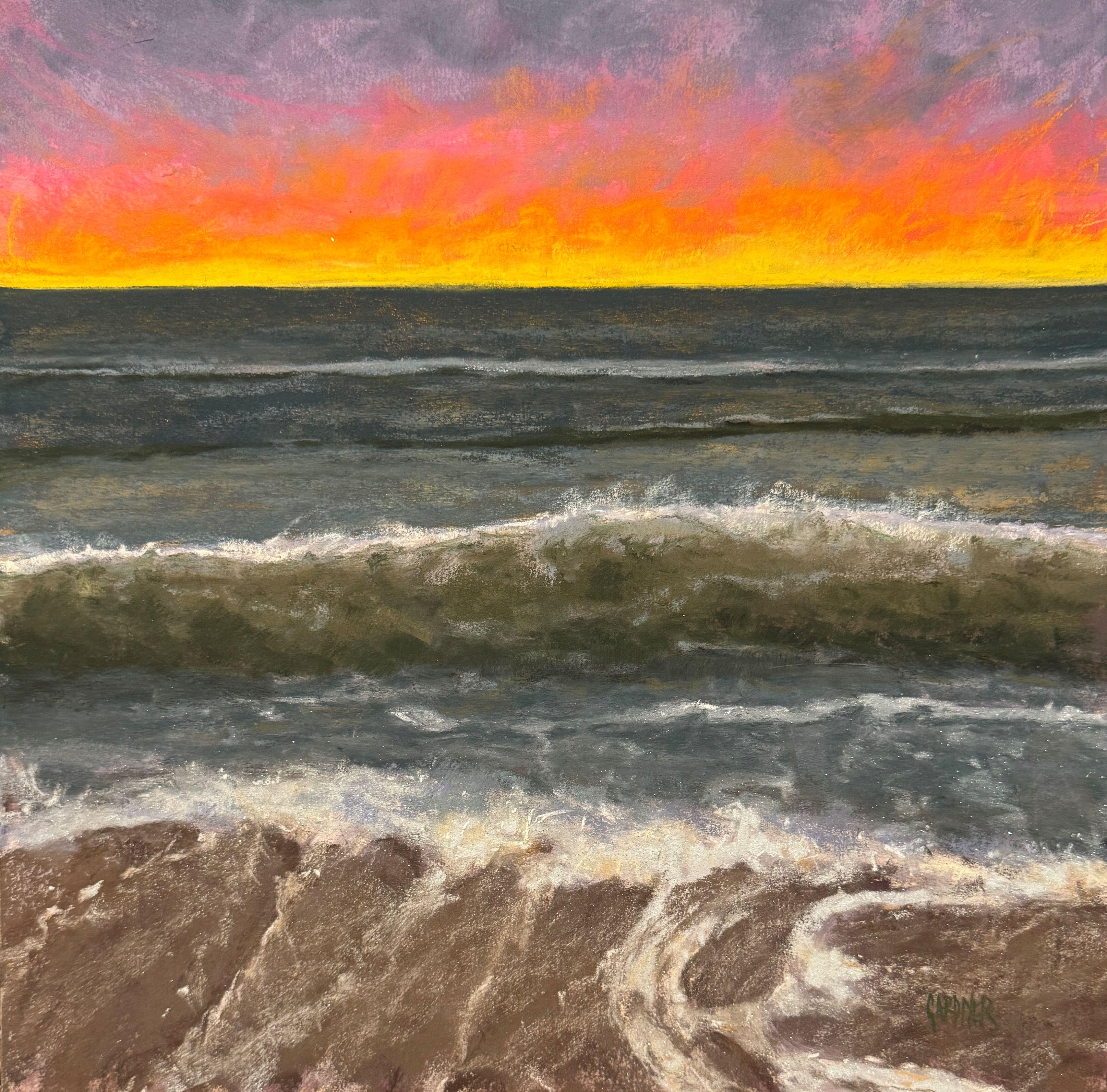 Last Call - Southern California Sunset Ocean Pastel Painting