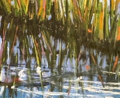 Reeds de la fin de l'été - peinture impressionniste de paysage au pastel
