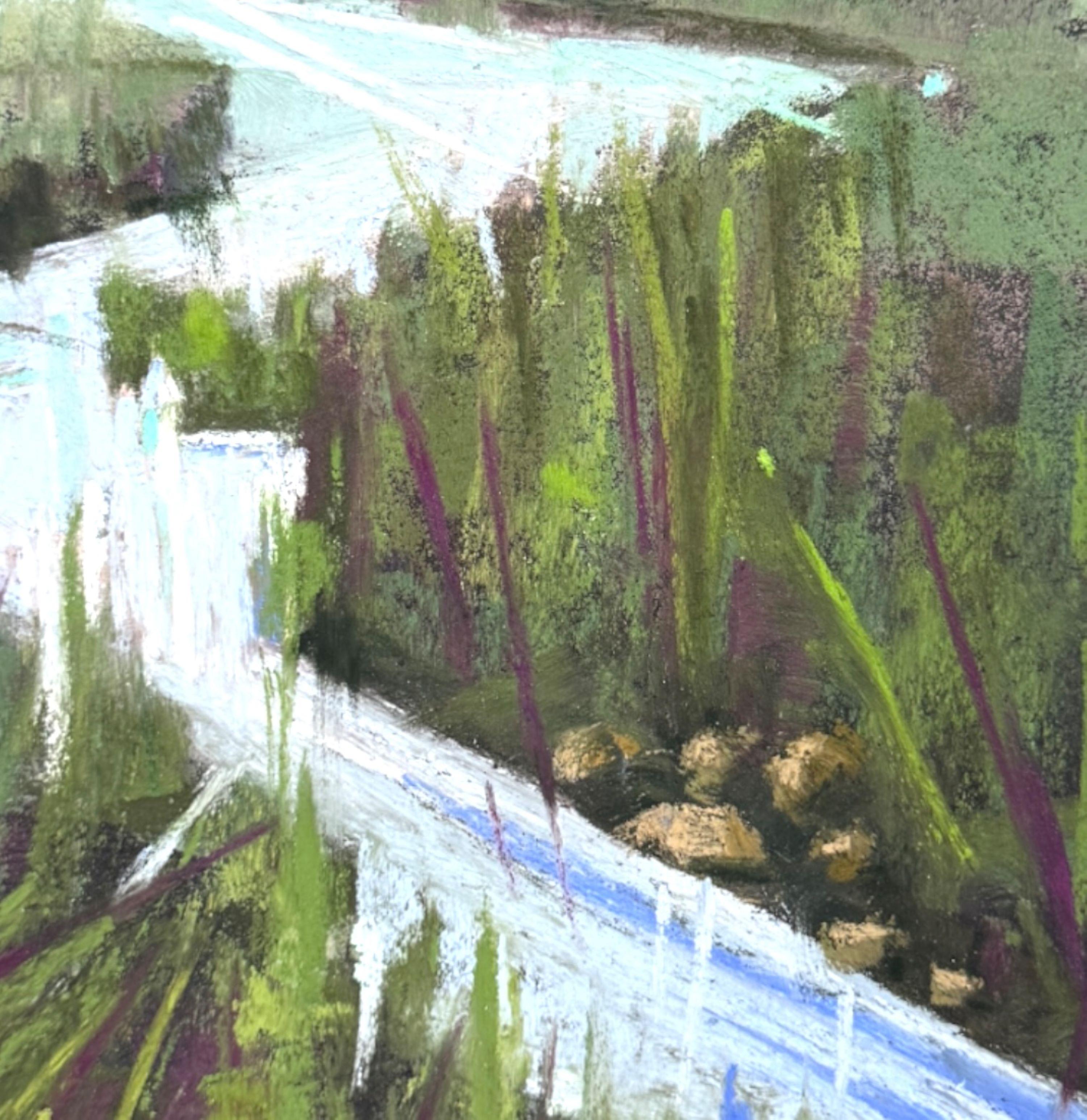 May The Four Winds Blow You Safely Home - Grateful Dead Inspired River Pastel Pa - Impressionist Painting by Dina Gardner
