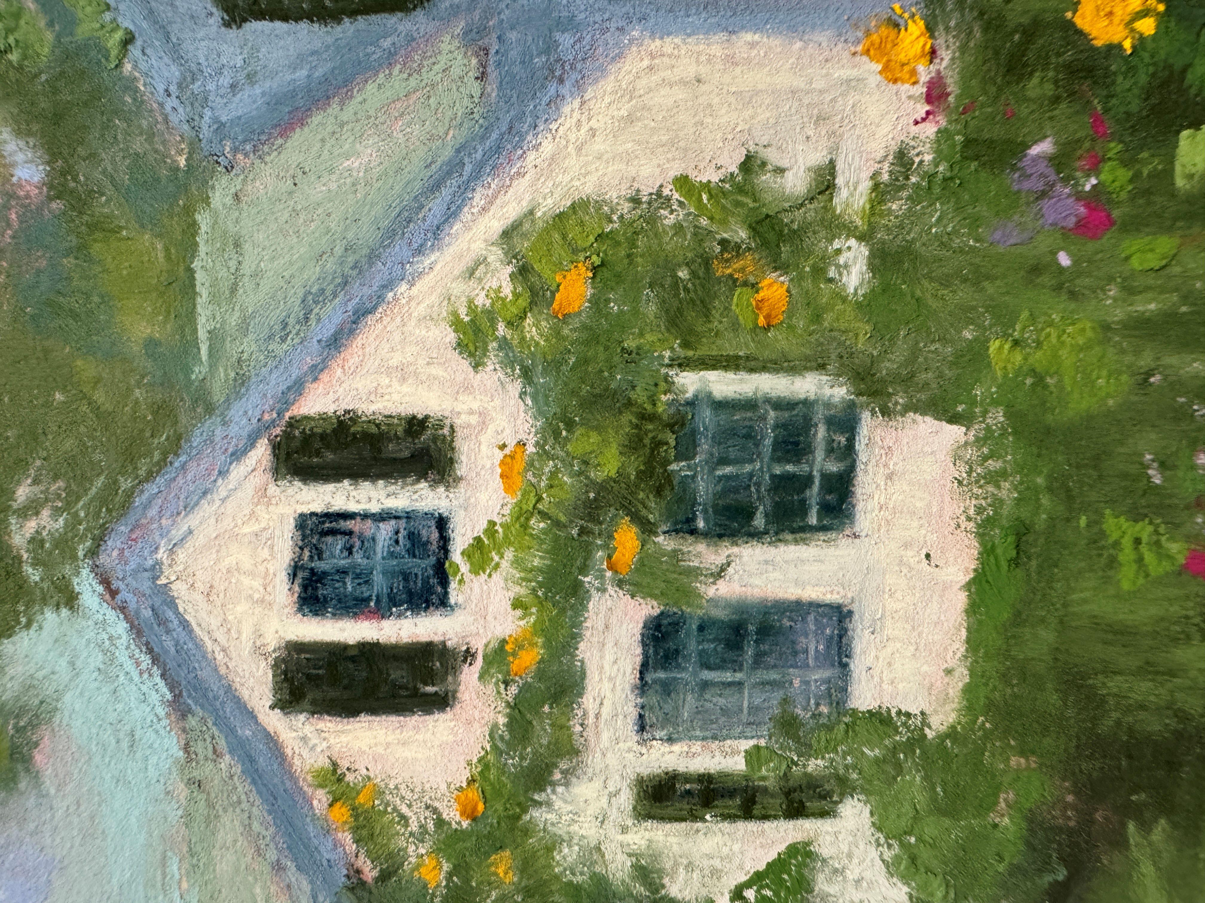 Meet Me In The Garden - Peinture impressionniste originale de Martha's Vineyard Pastel - Painting de Dina Gardner