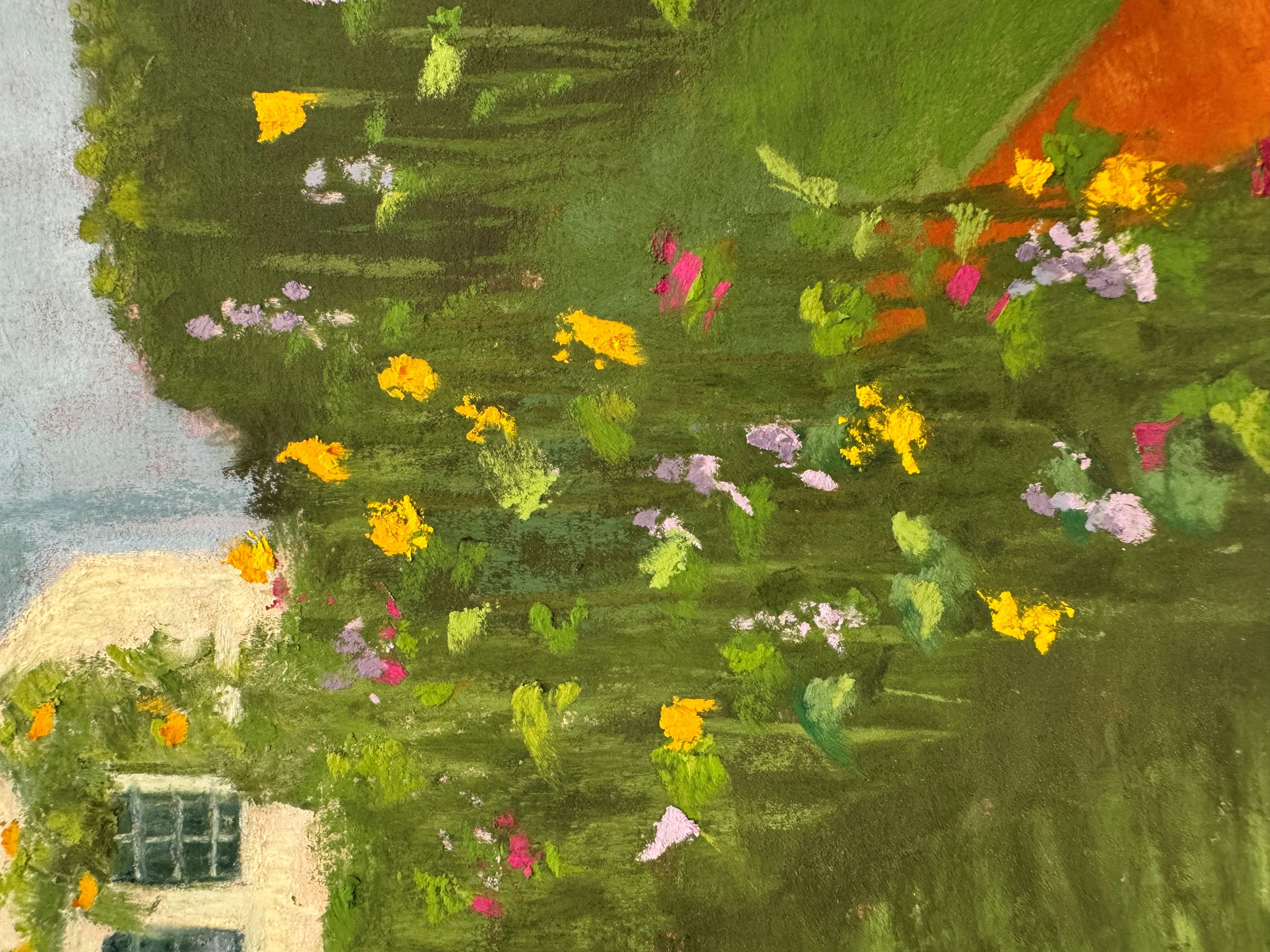 Meet Me In The Garden - Peinture impressionniste originale de Martha's Vineyard Pastel - Impressionnisme Painting par Dina Gardner