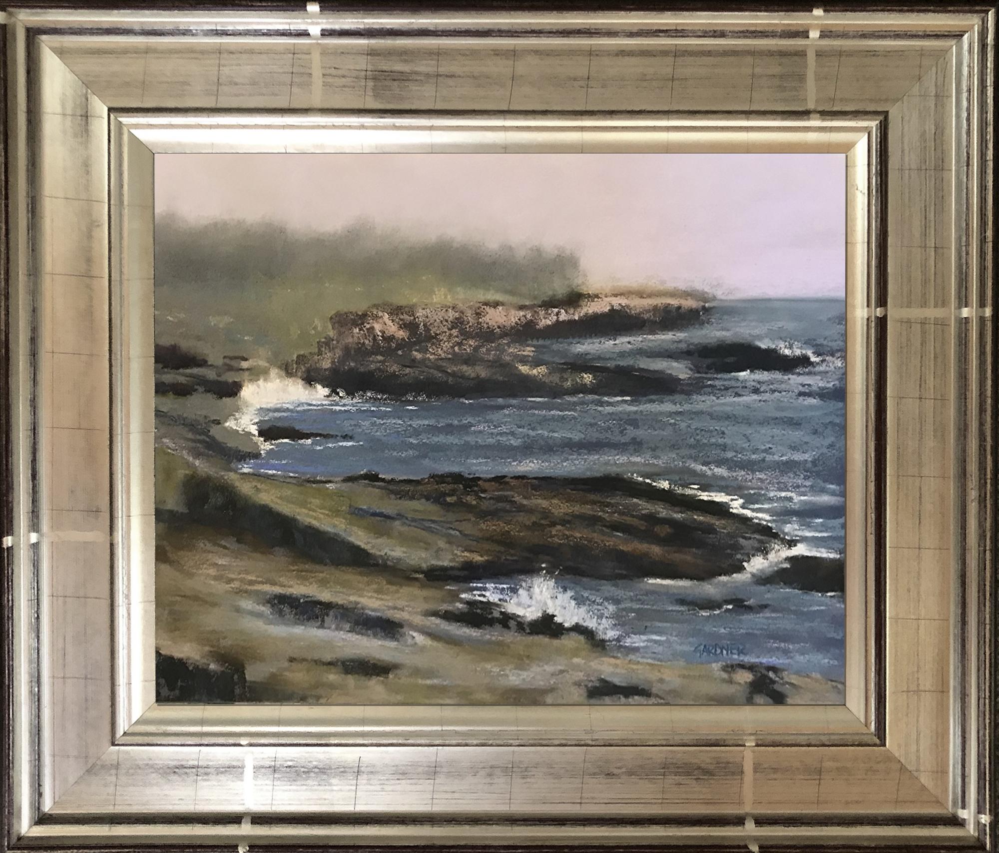 Misty Morning, peinture impressionniste originale de paysage marin au pastel, 2020