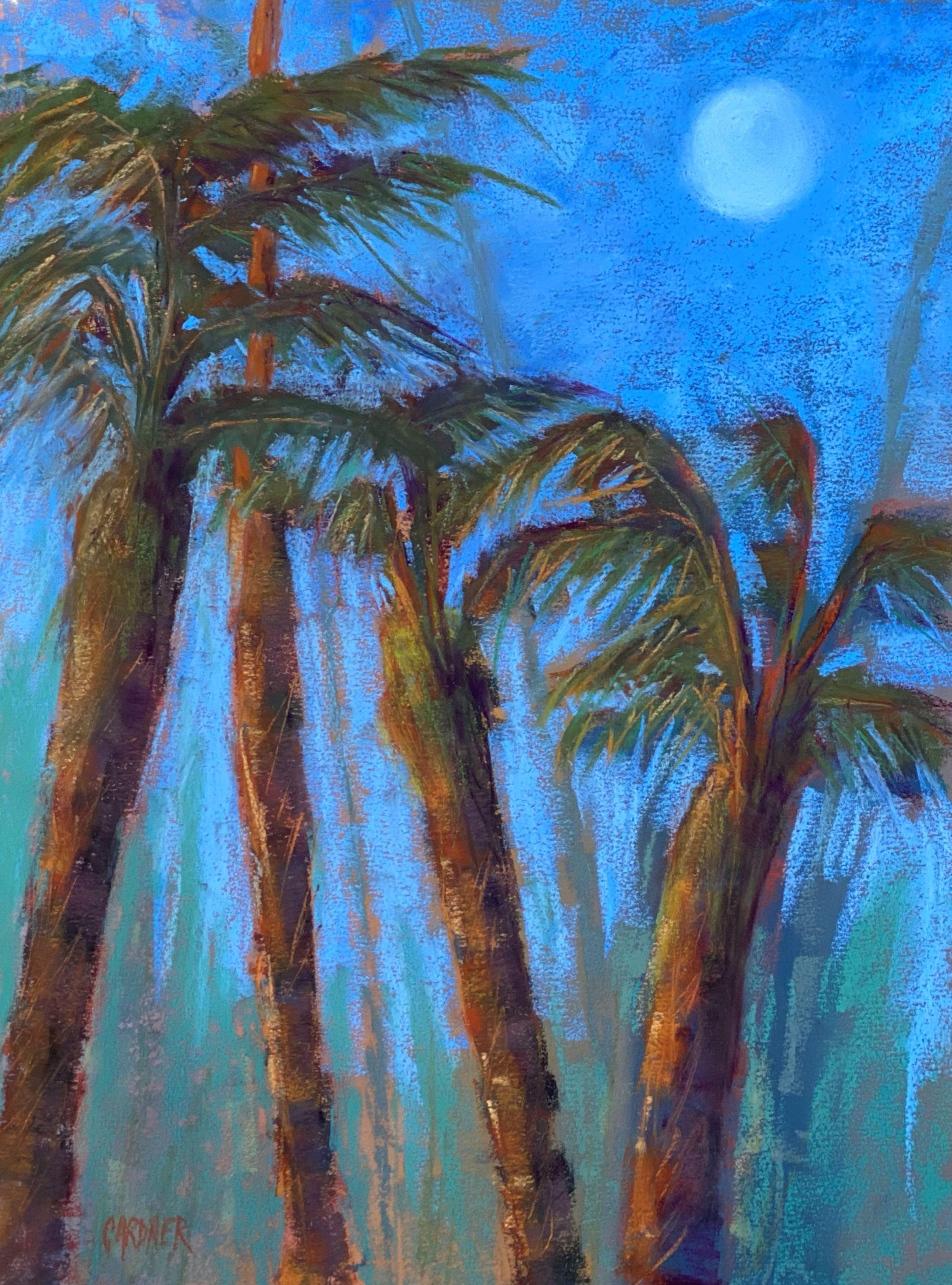 Still-Life Painting Dina Gardner - Moondance, peinture originale de paysage au pastel sur panneau, 2021