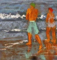Morgenschwimmen - Küstenpastellmalerei
