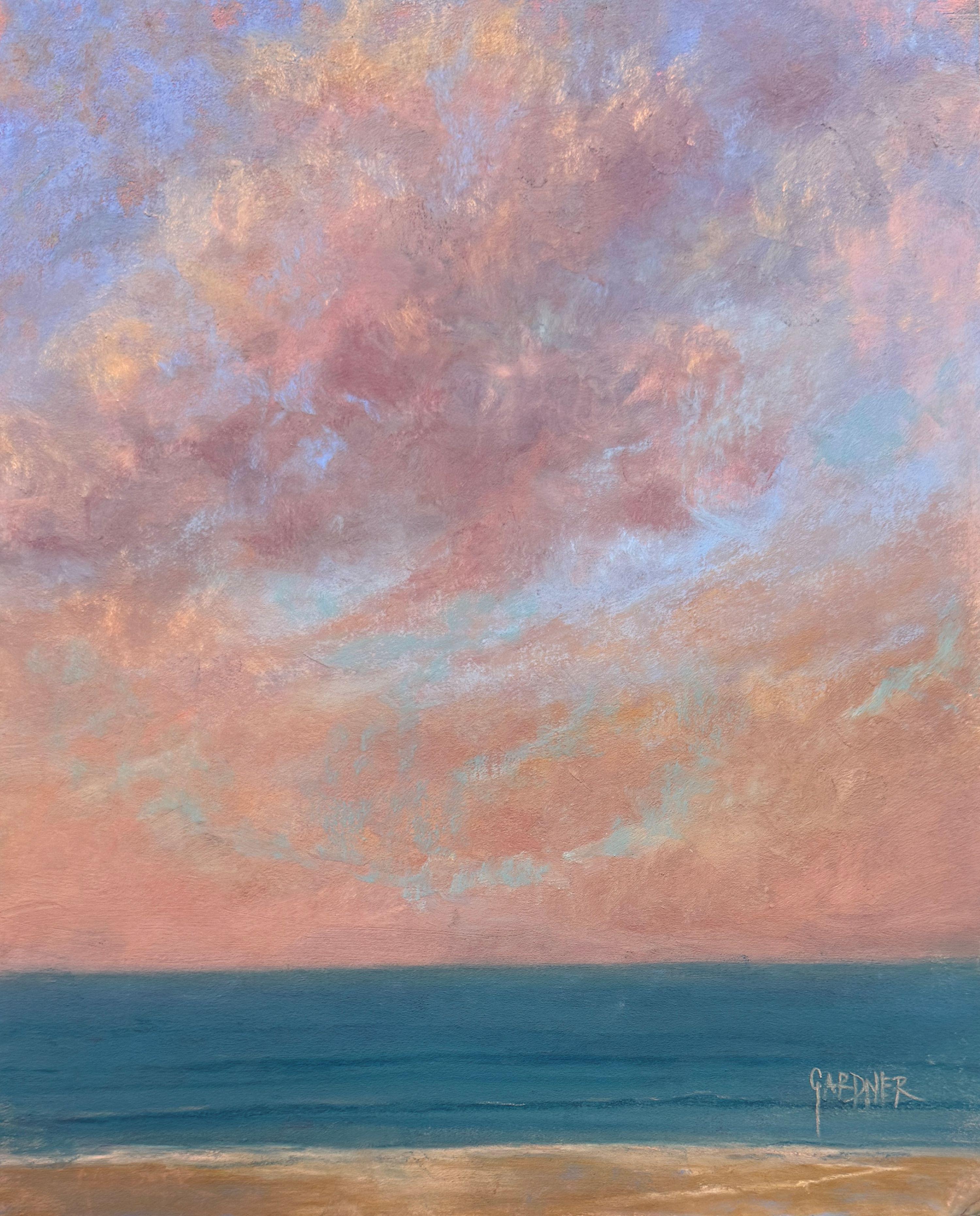 Landscape Painting de Dina Gardner - El rubor de la mañana - Pintura al pastel de un paisaje al atardecer