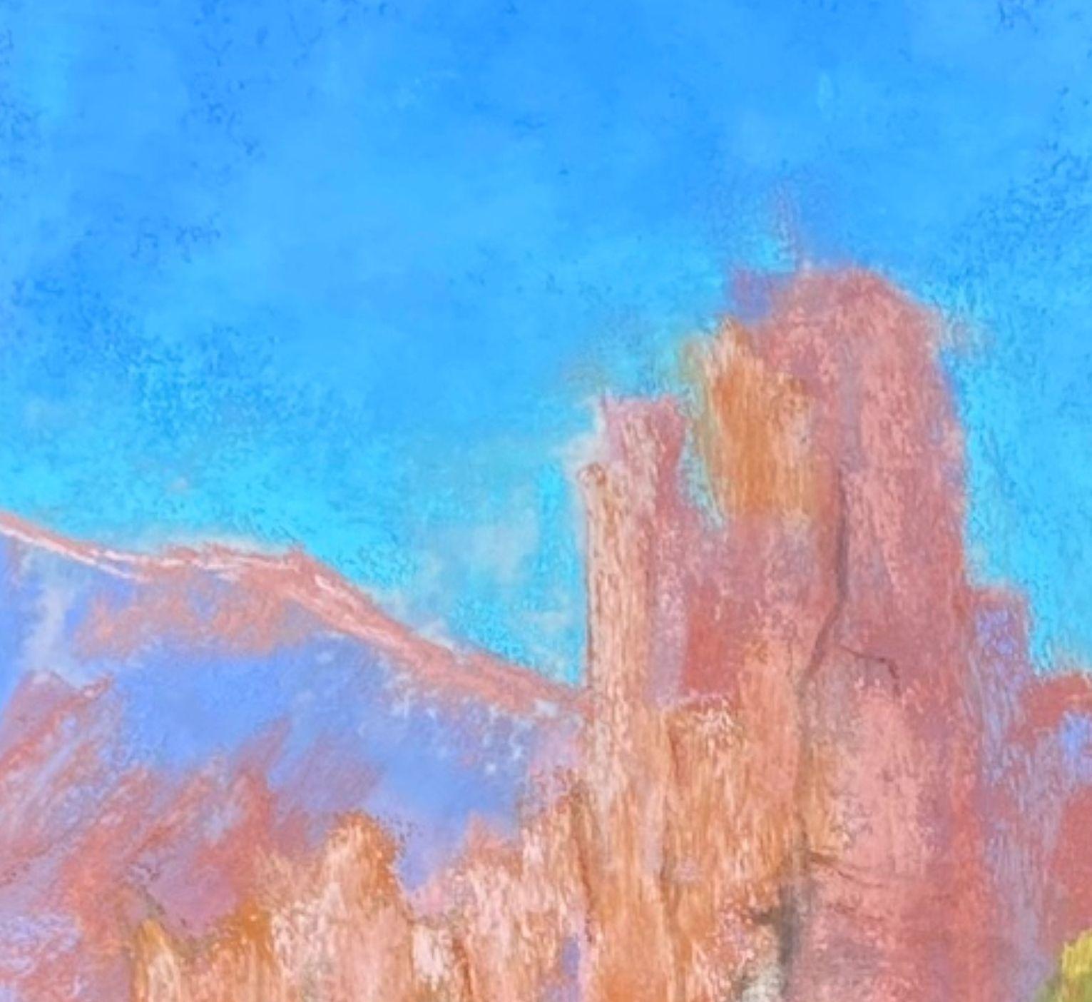 Mountain Time, Original Signed Contemporary Impressionist Pastel Landscape - Painting by Dina Gardner