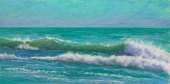 Ocean's Jewels - Impressionist Framed Wave Pastel Painting