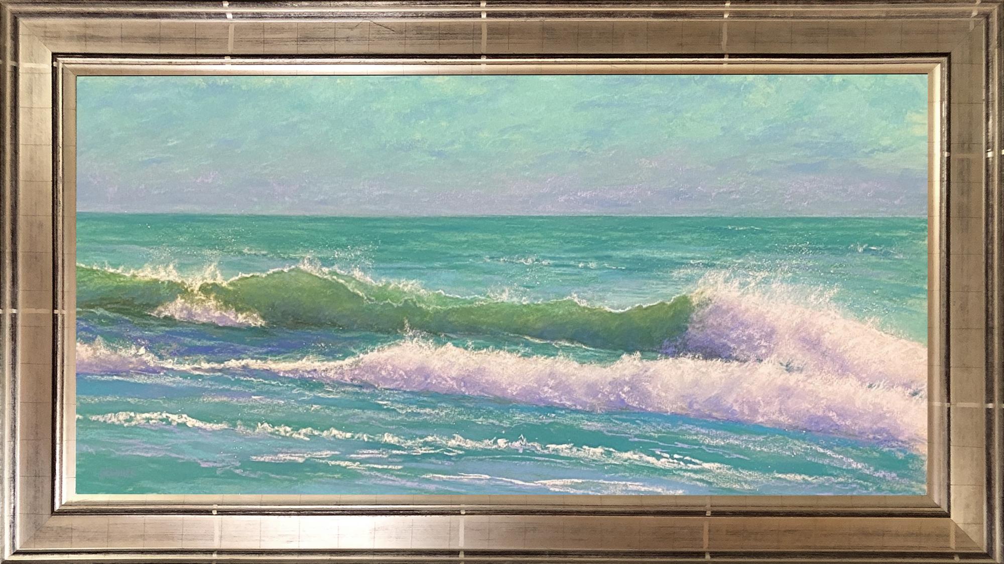 Ocean's Jewels, Framed Original Impressionist Seascape Pastel Painting on Paper