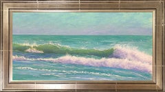 Ocean's Jewels, Framed Original Impressionist Seascape Pastel Painting on Paper