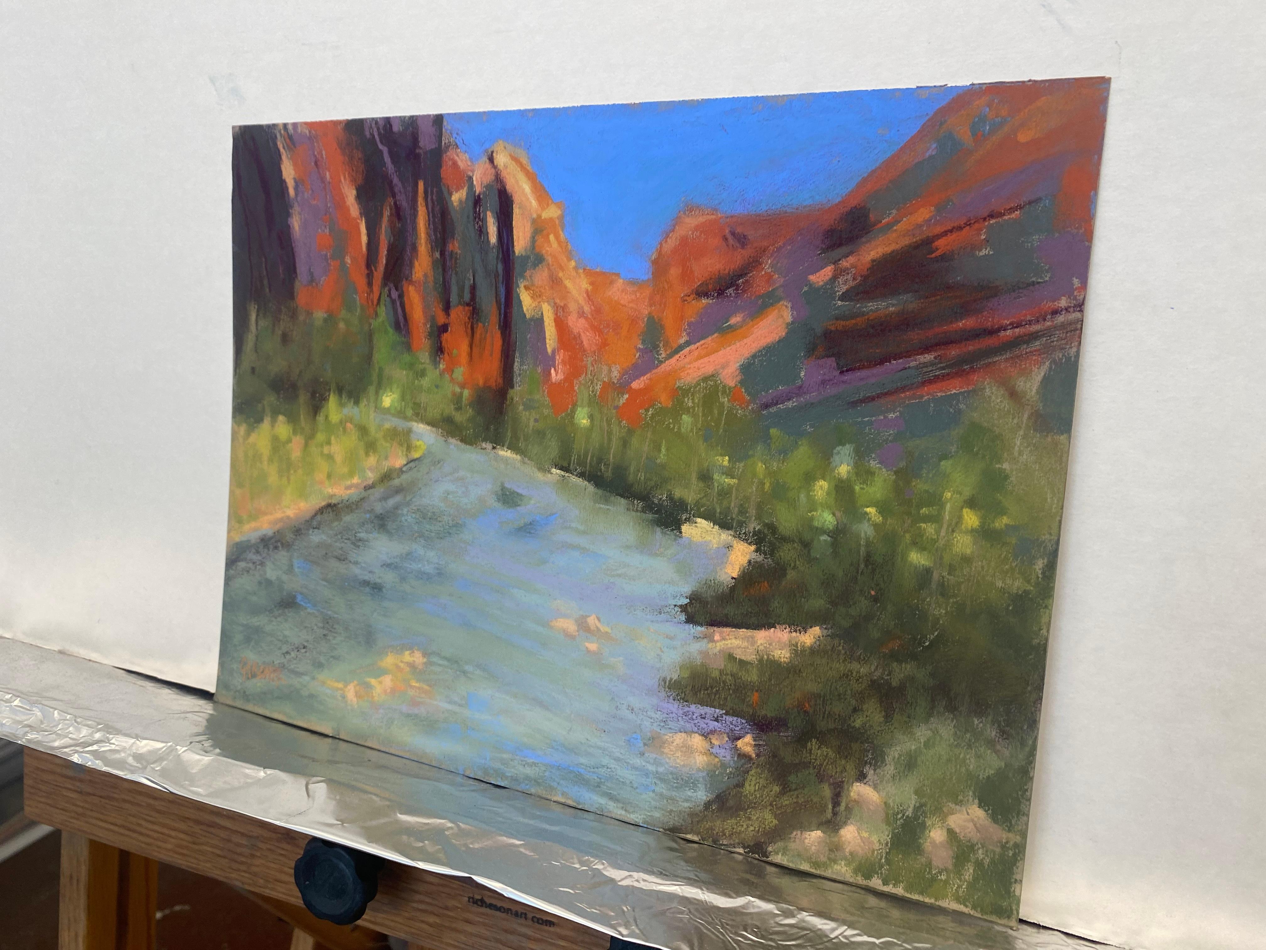 Only A River's (Gonna Make Things Right), pintura original de paisaje firmada - Painting de Dina Gardner