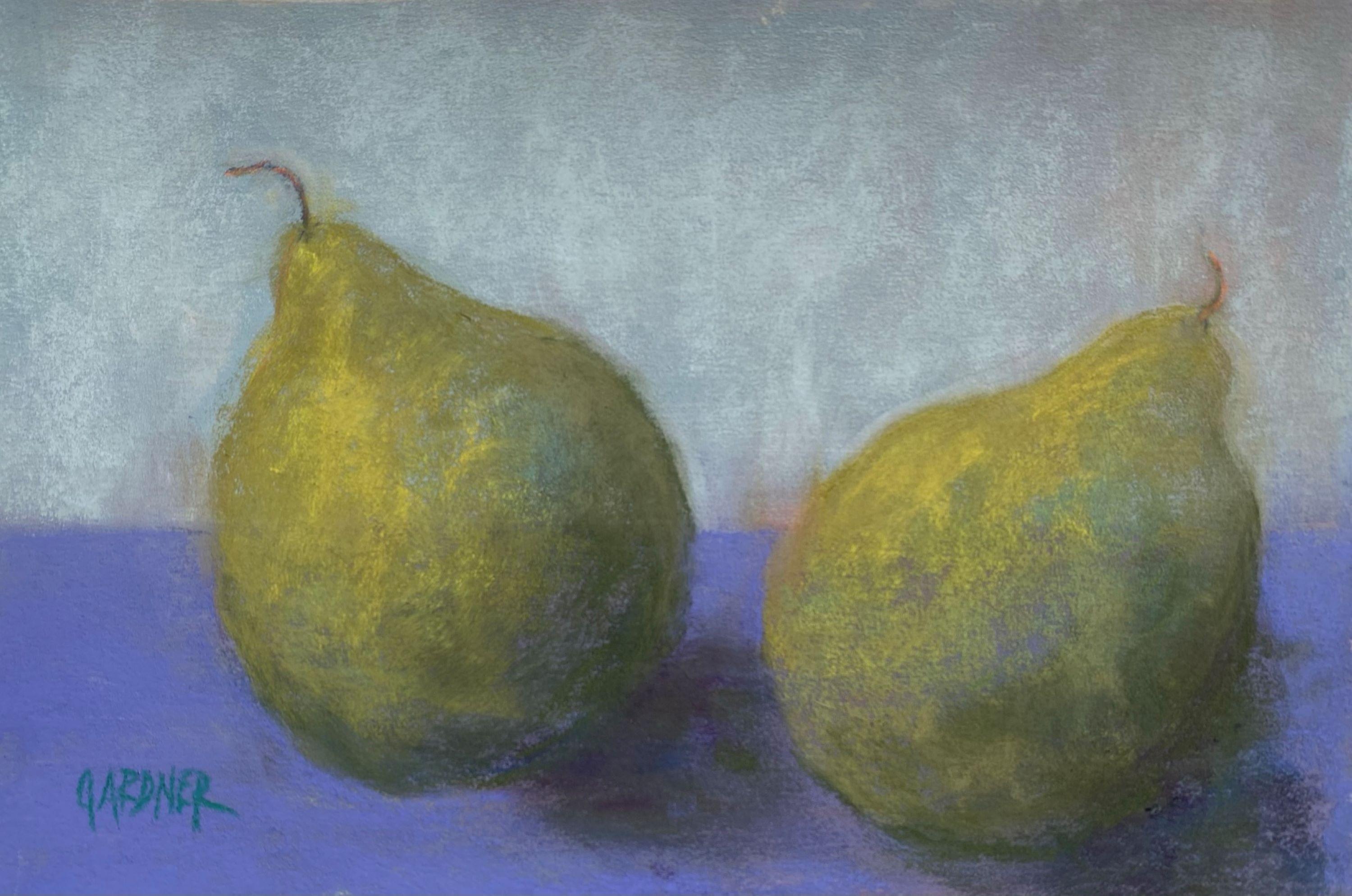Dina Gardner Interior Painting - Pair of Pears, Original Pastel Impressionist Still Life Painting, 2021