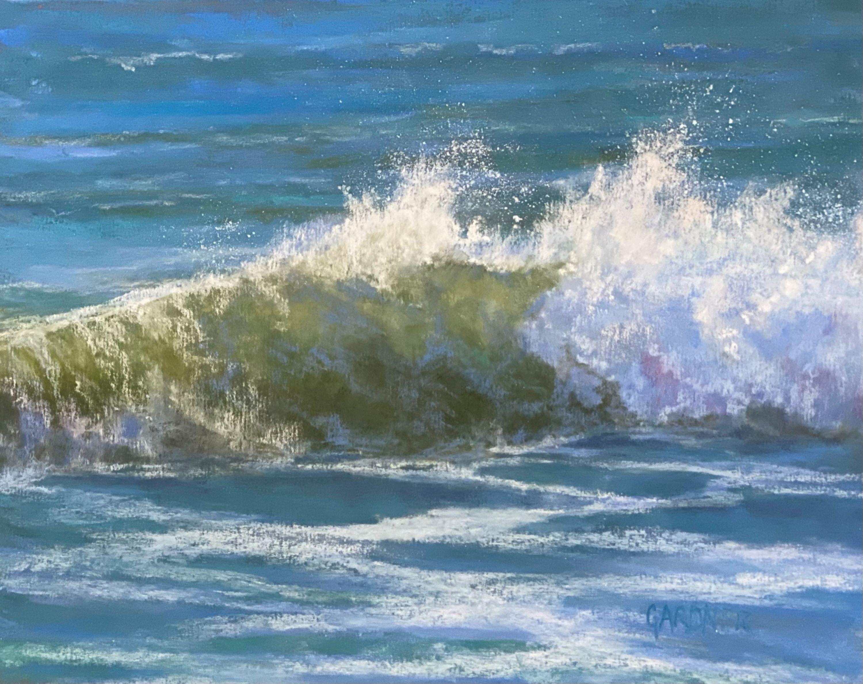 blue waves original painting soft pastel wall art