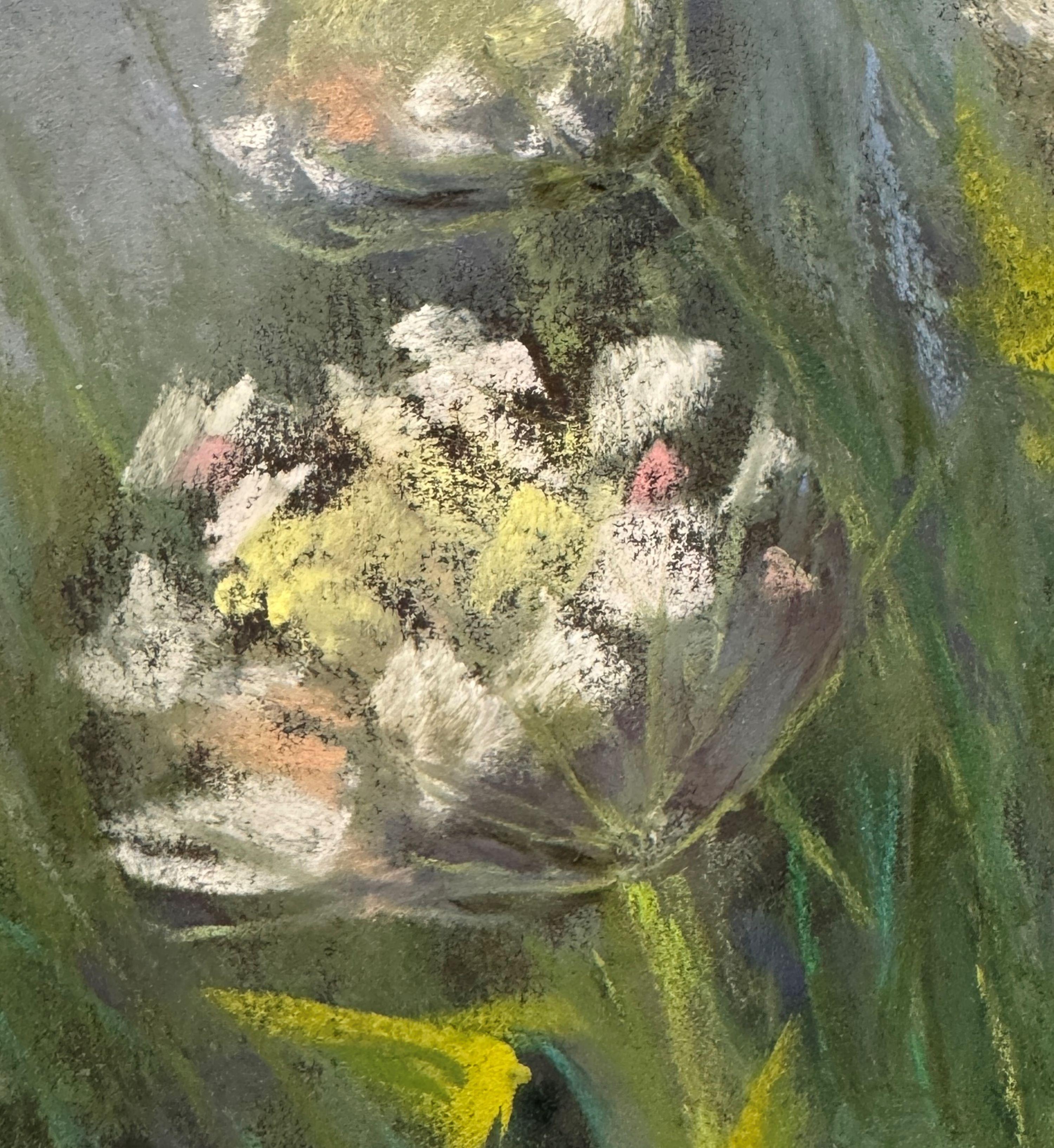 Queen For A Day - Impressionist Pastel Flower Painting For Sale 1