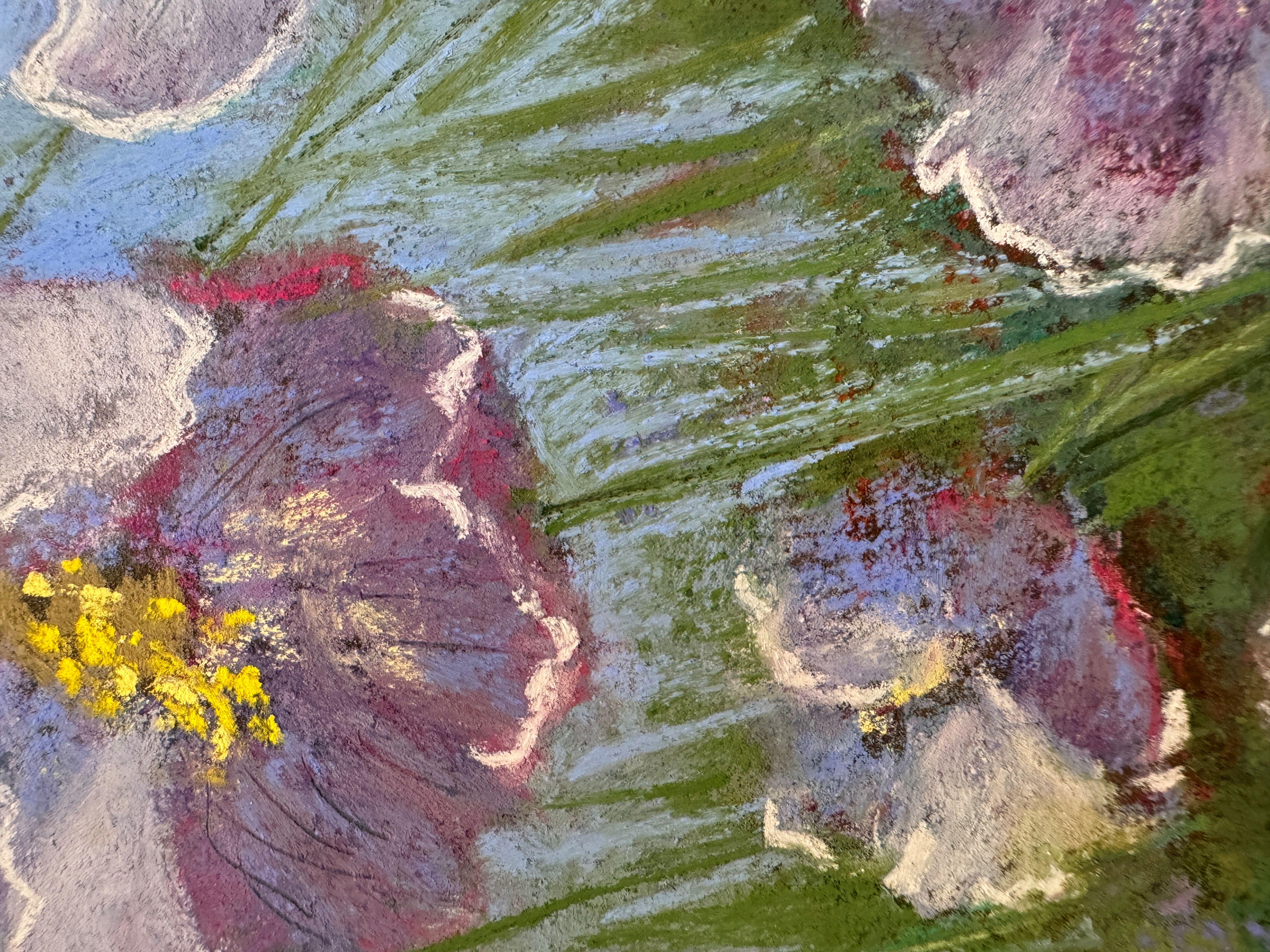 Samedi au parc - Peinture originale de fleurs au pastel - Painting de Dina Gardner