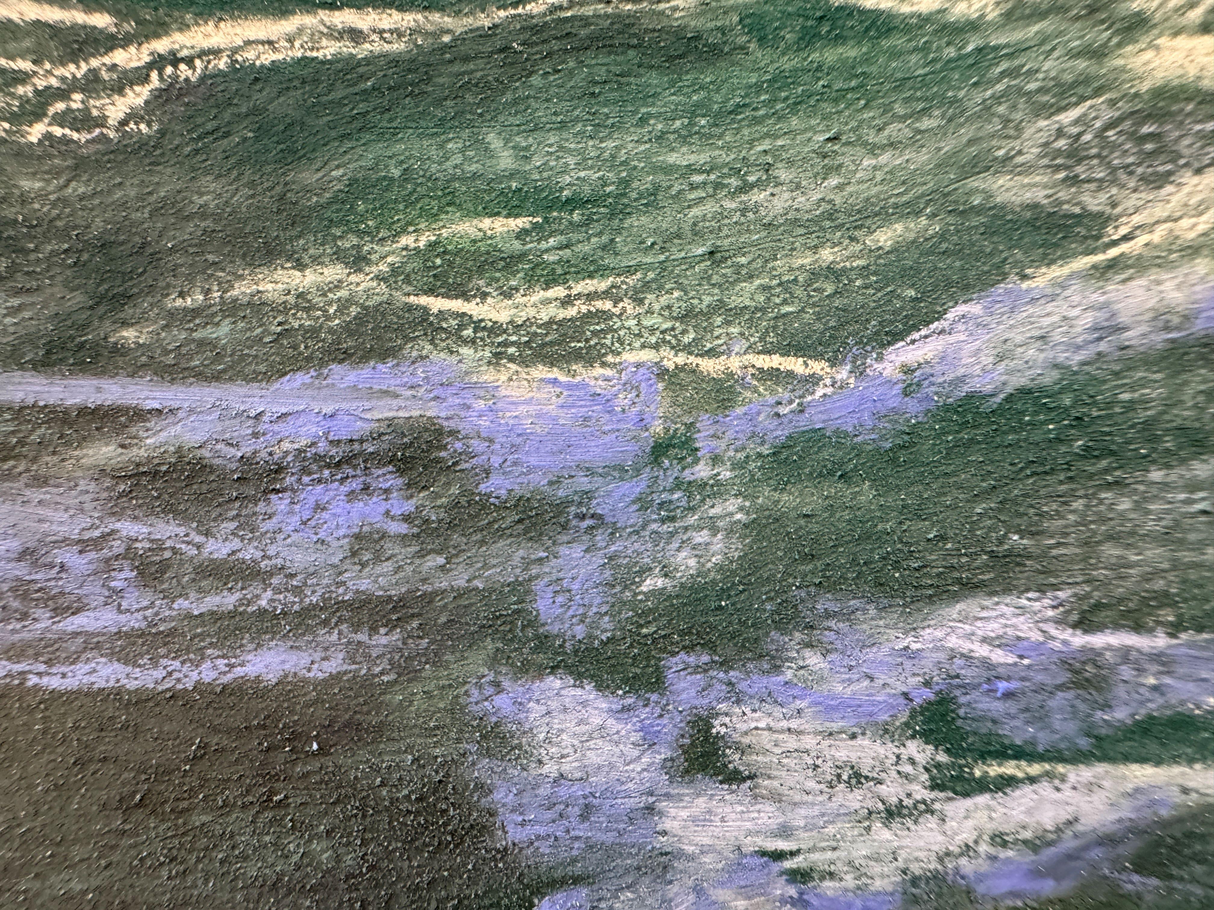 Symphonie de la mer  - Peinture impressionniste au pastel avec vagues - Gris Landscape Painting par Dina Gardner