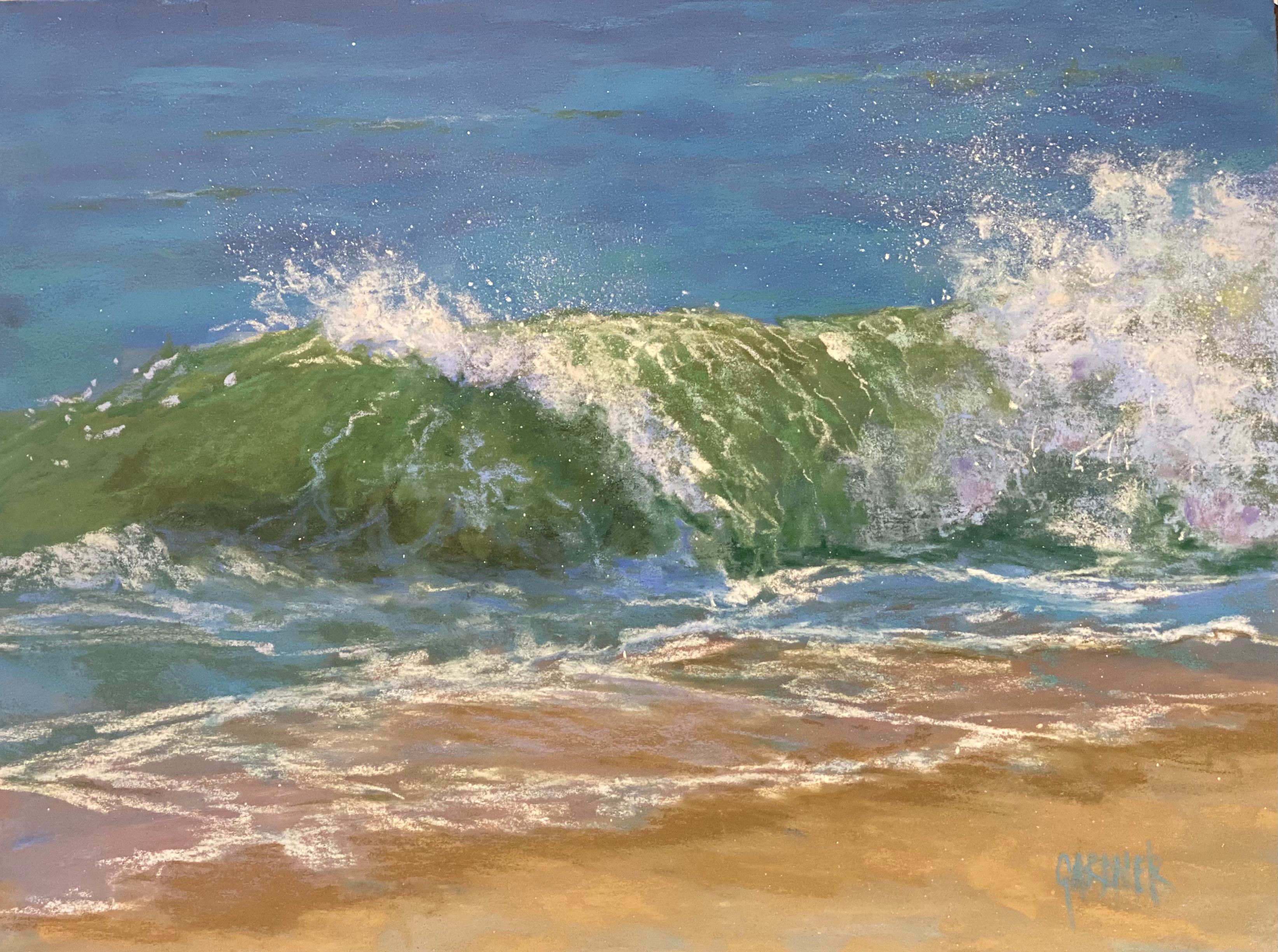 Dina Gardner Landscape Painting - September Seas, Original Seascape Painting in Pastel on Board, 2021