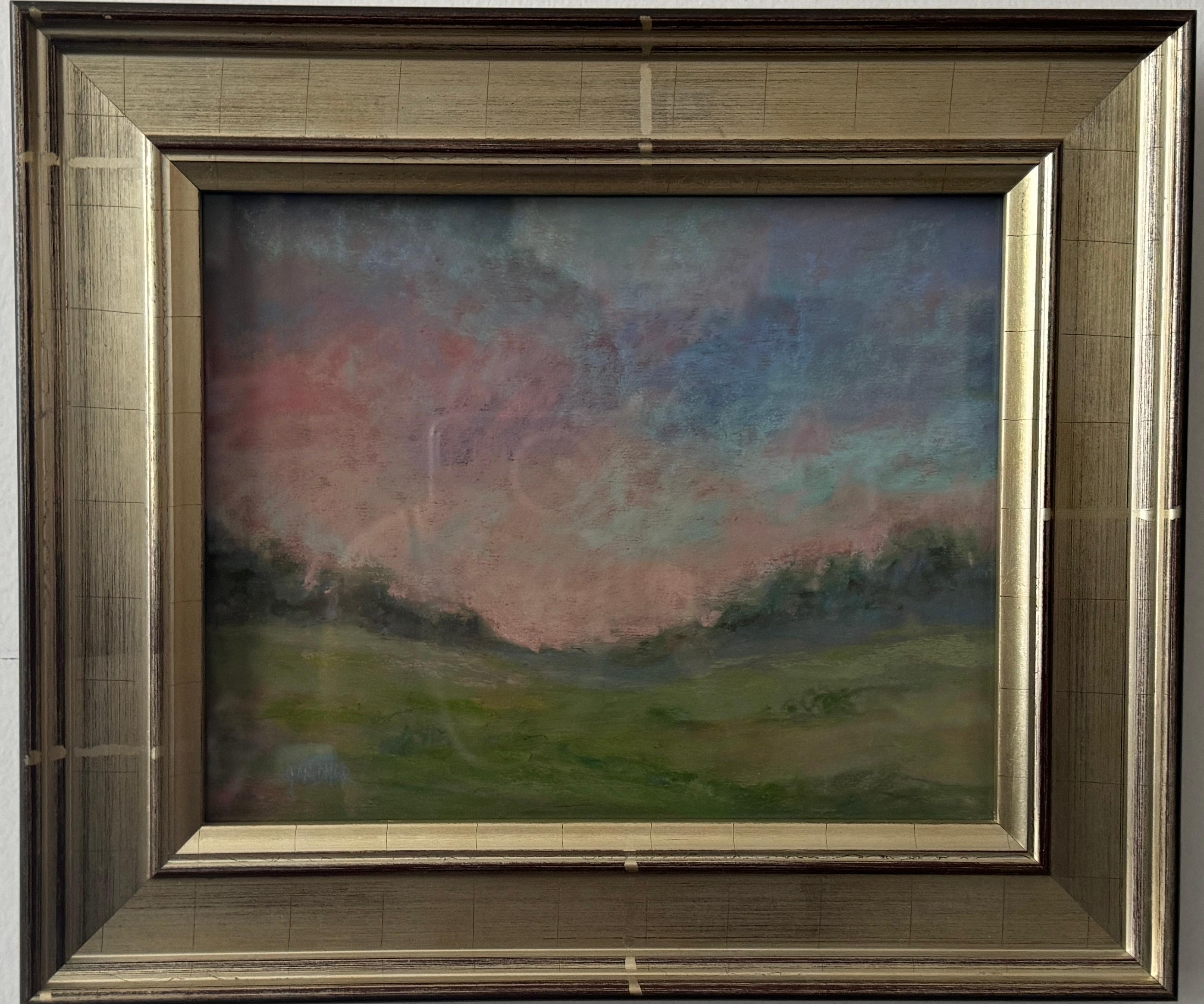 Landscape Painting Dina Gardner - Sky High 1 - Peinture impressionniste Meadow Sunset Pastel