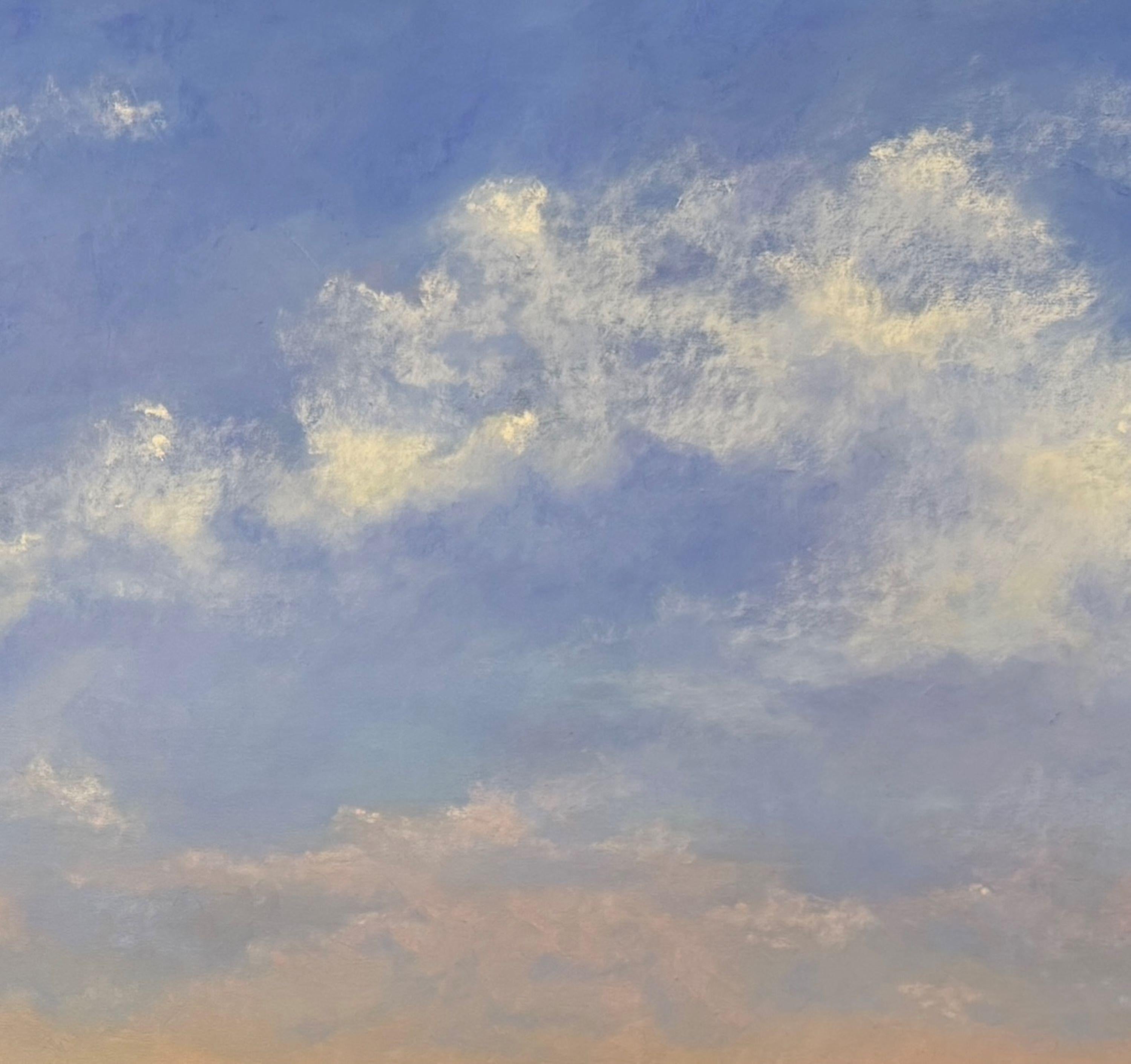 Solitude - Pastel Impressionist Cloud Painting - Gray Landscape Painting by Dina Gardner
