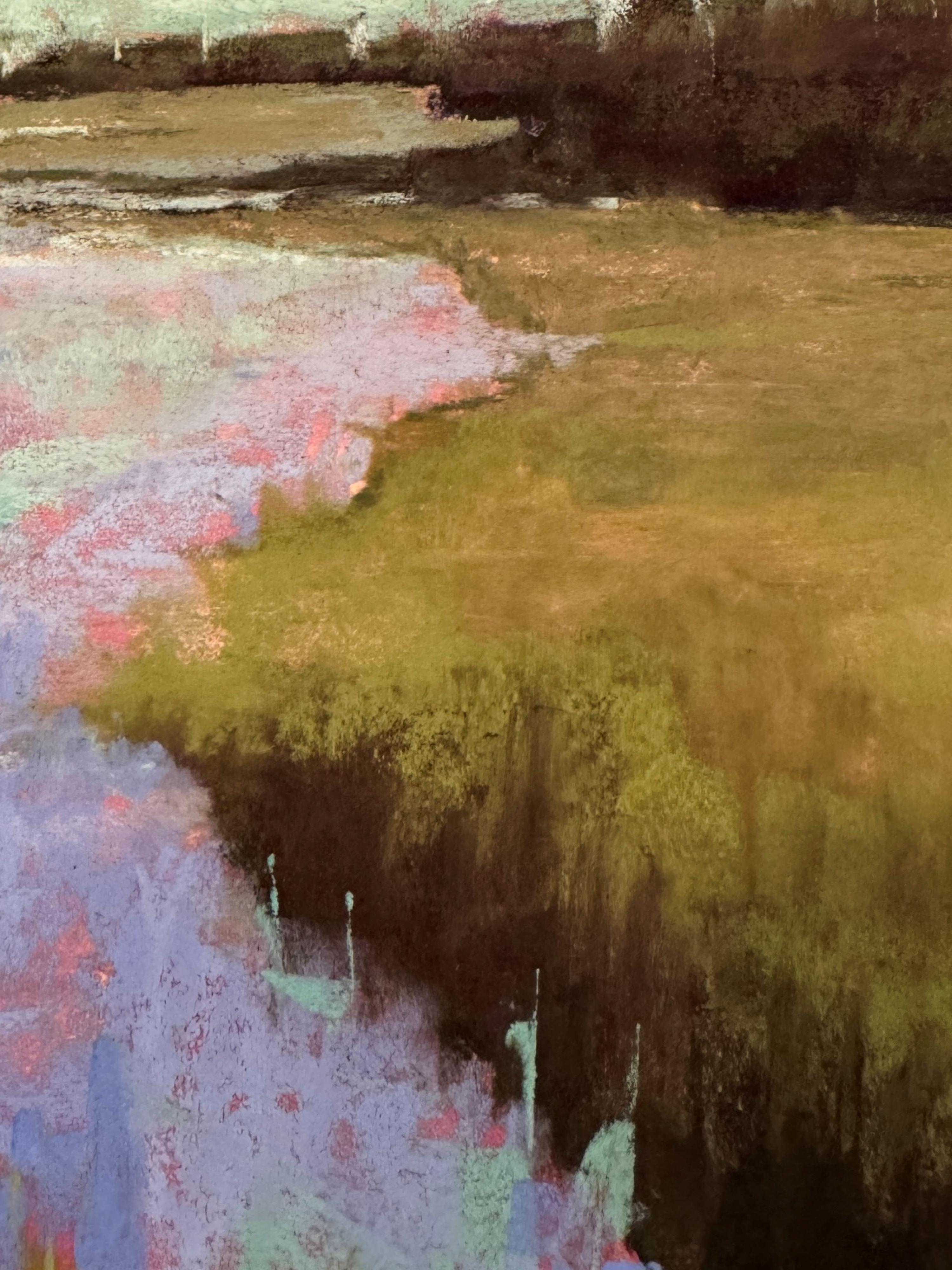 Spring Awakenings - Estuary Marsh Sunsrise Pastel Painting For Sale 1