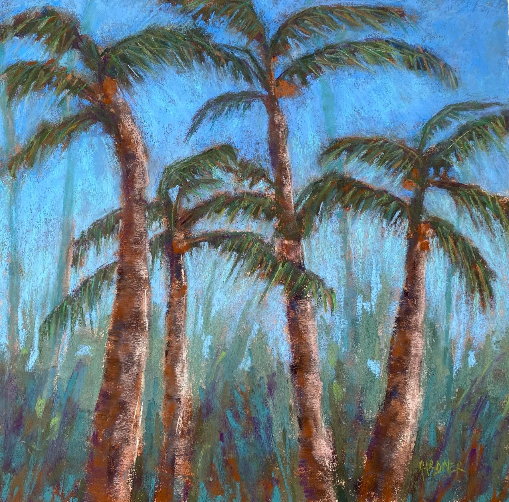 Dina Gardner Landscape Painting - Sway, Original Impressionist Landscape Pastel Painting on Board, 2021