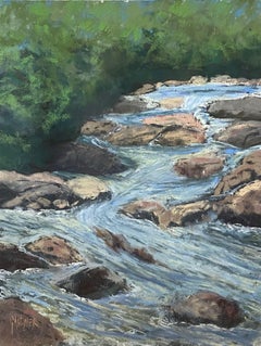 Take Me To The River, Original Pastel Impressionist Landscape Painting on Board