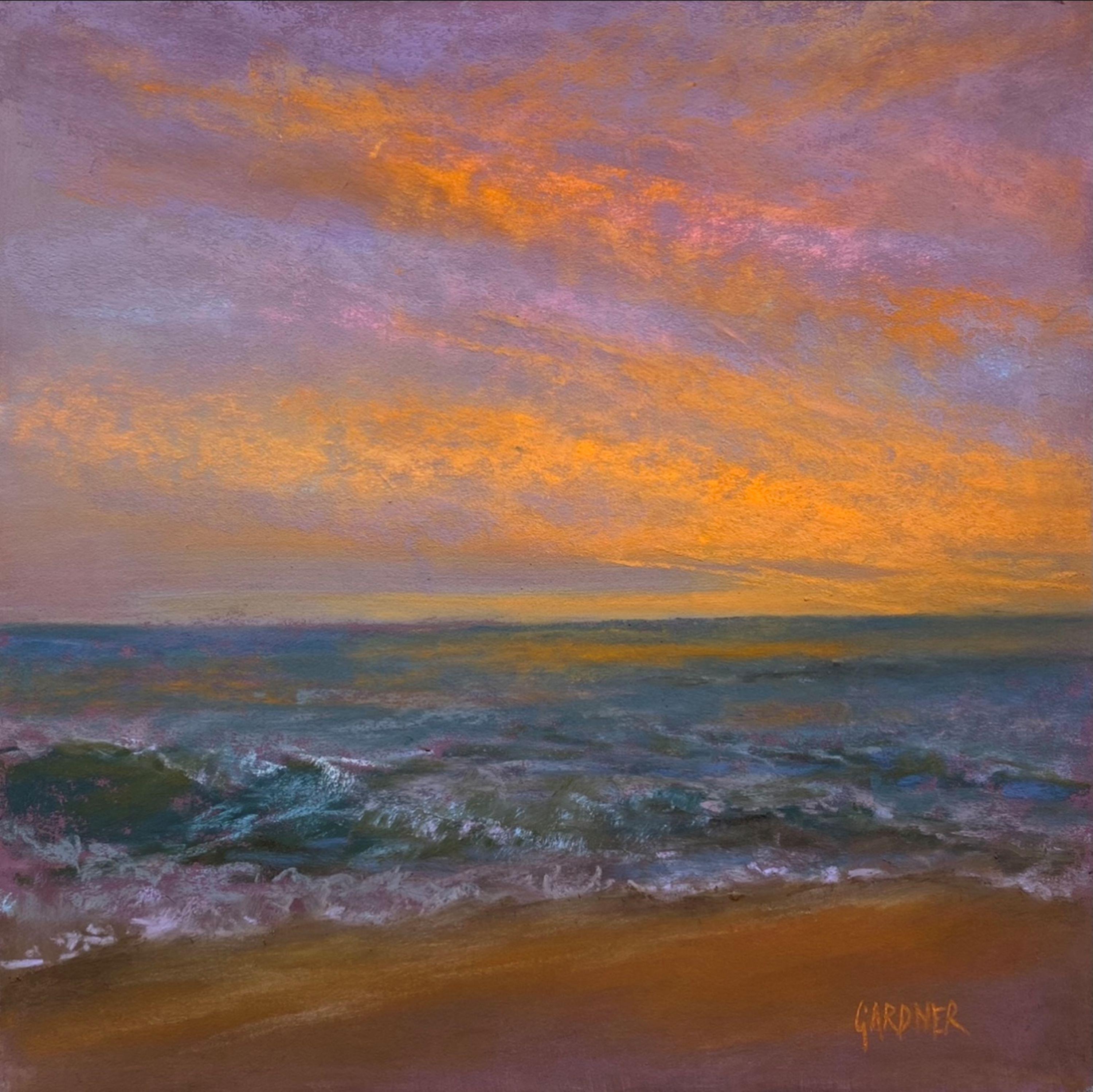 Tangerine Sky, Framed Original Landscape Painting, 2020