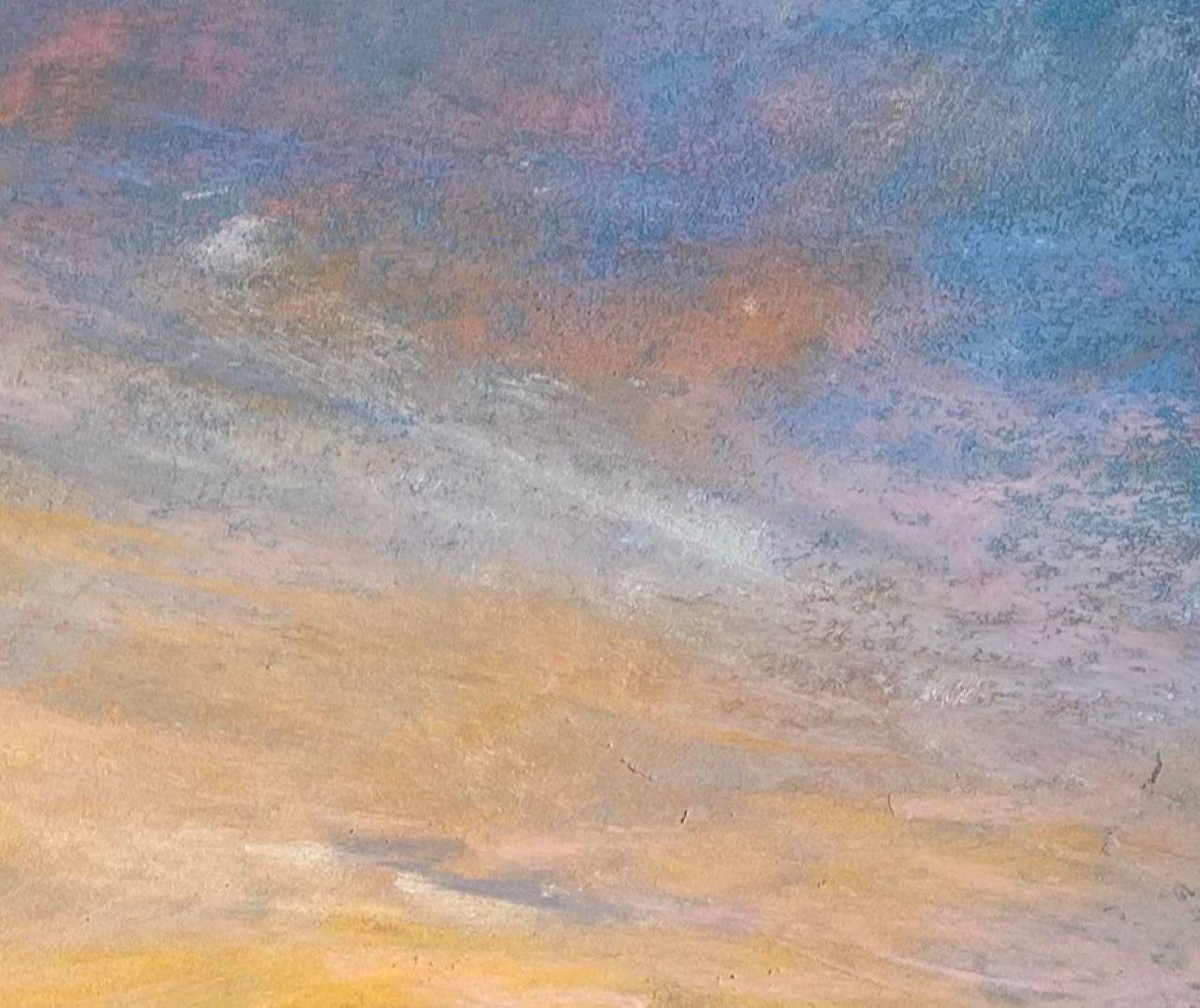 sun behind clouds painting